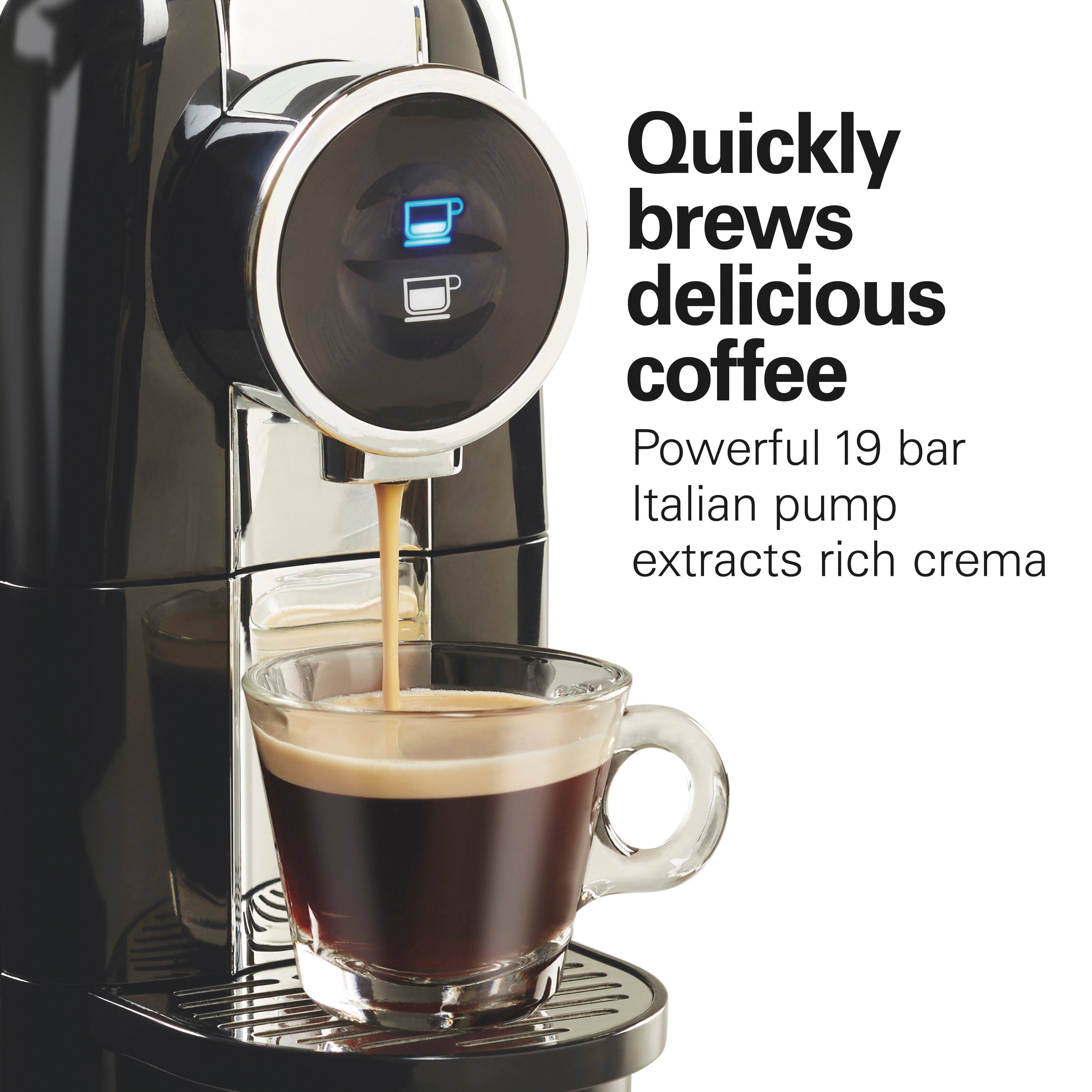 Quickly brews delicious coffee  
Powerful 19 bar Italian pump extracts rich crema