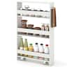 Costway - 4-Tier Slim Storage Cart with Open Shelves Rolling Kitchen Cart on Wheels Narrow - White