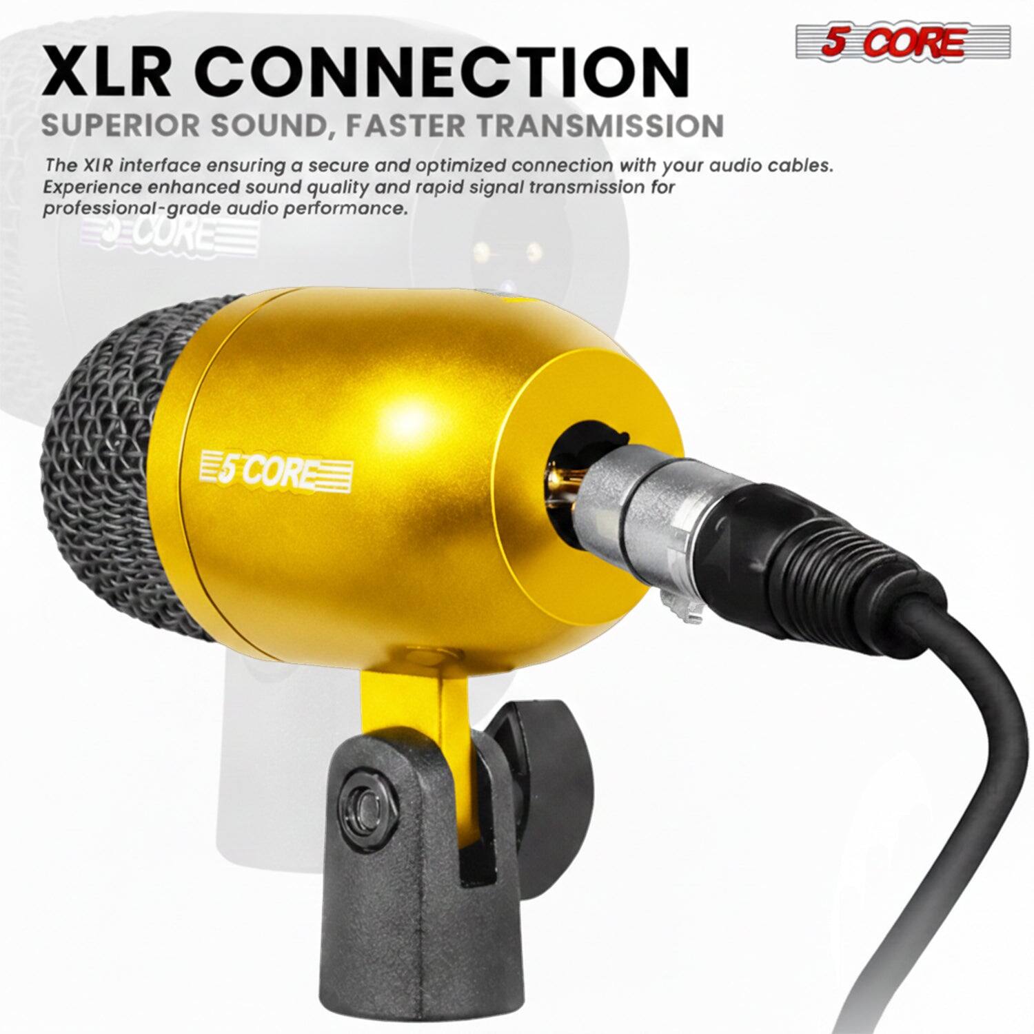 XLR CONNECTION  
SUPERIOR SOUND, FASTER TRANSMISSION  

The XLR interface ensures a secure and optimized connection with your audio cables. Experience enhanced sound quality and rapid signal transmission for professional-grade audio performance.  

5 CORE