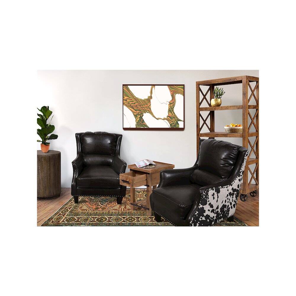 Alt View 6. Porter Designs - Wrangler Leather-look & Cow Pattern Accent Chair - Brown.