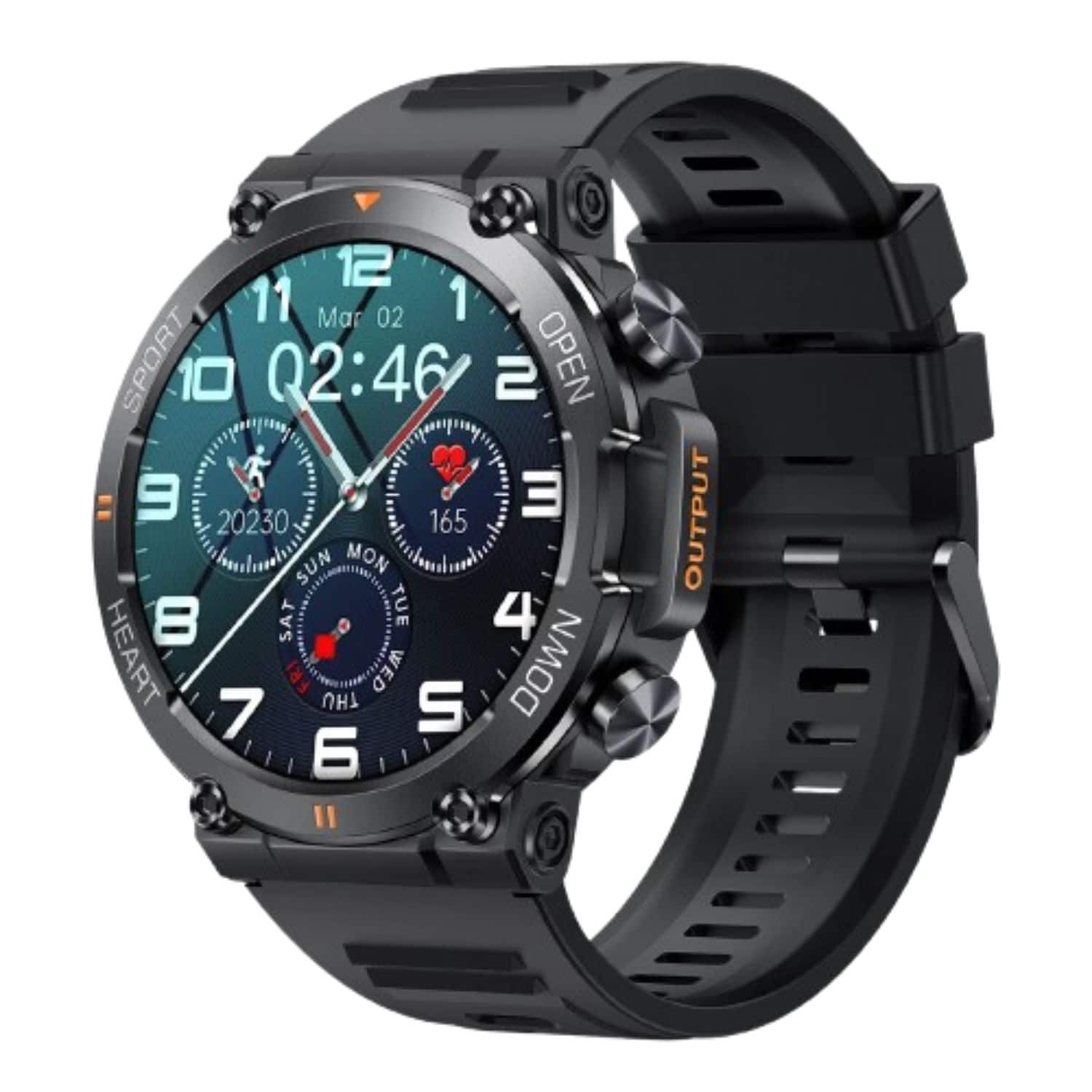 12 11 Mar 02 1 SPORT 10 Q2:46 2 OPEN 9 3 20230 165 SUN MON TUE WED THU FRI SAT 8 HEART 7 6 DOWN 5 4 OUTPUT