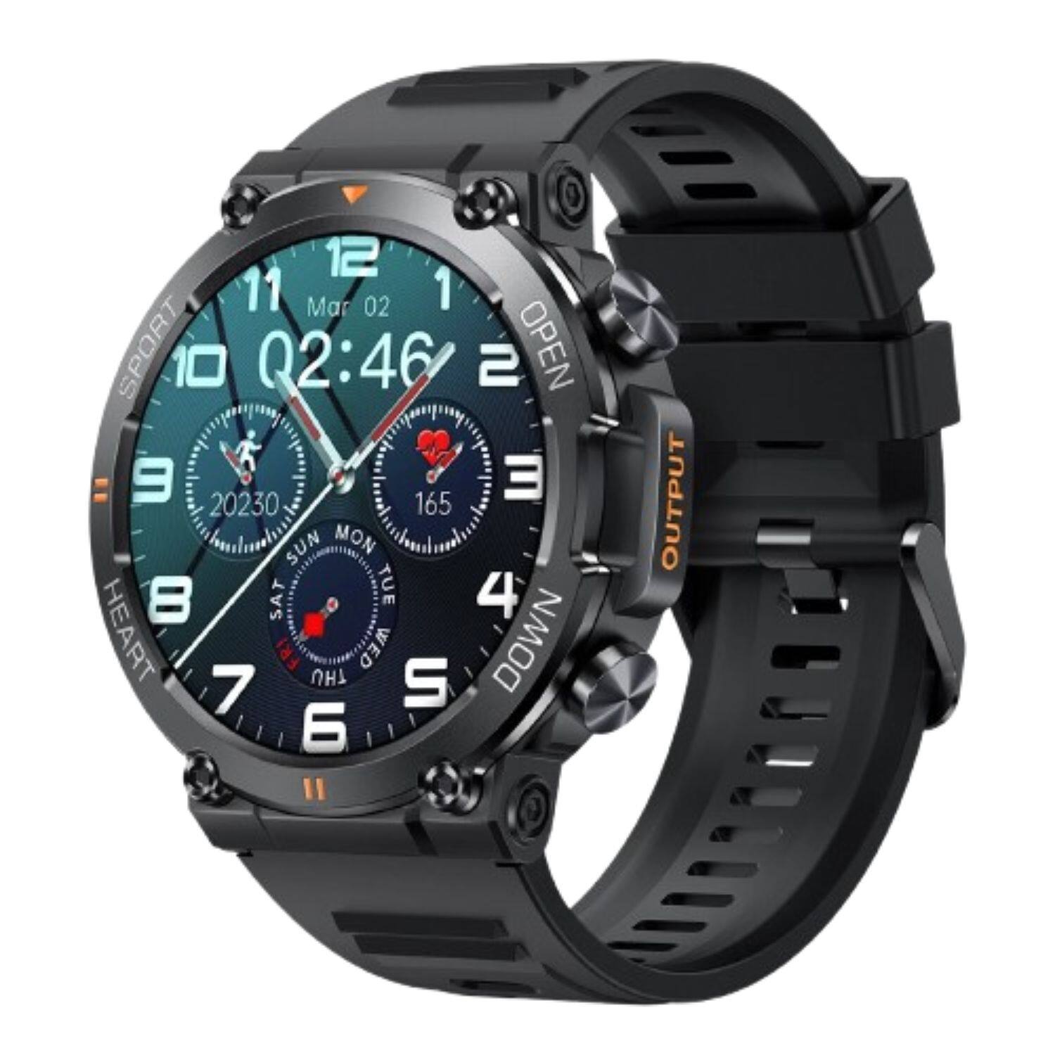 Home Collection - Men’s Smart Watch – Bluetooth Waterproof Military Tactical Fitness Tracker with Heart Rate Monitor, Step Counter & Sport - Black - (2025)