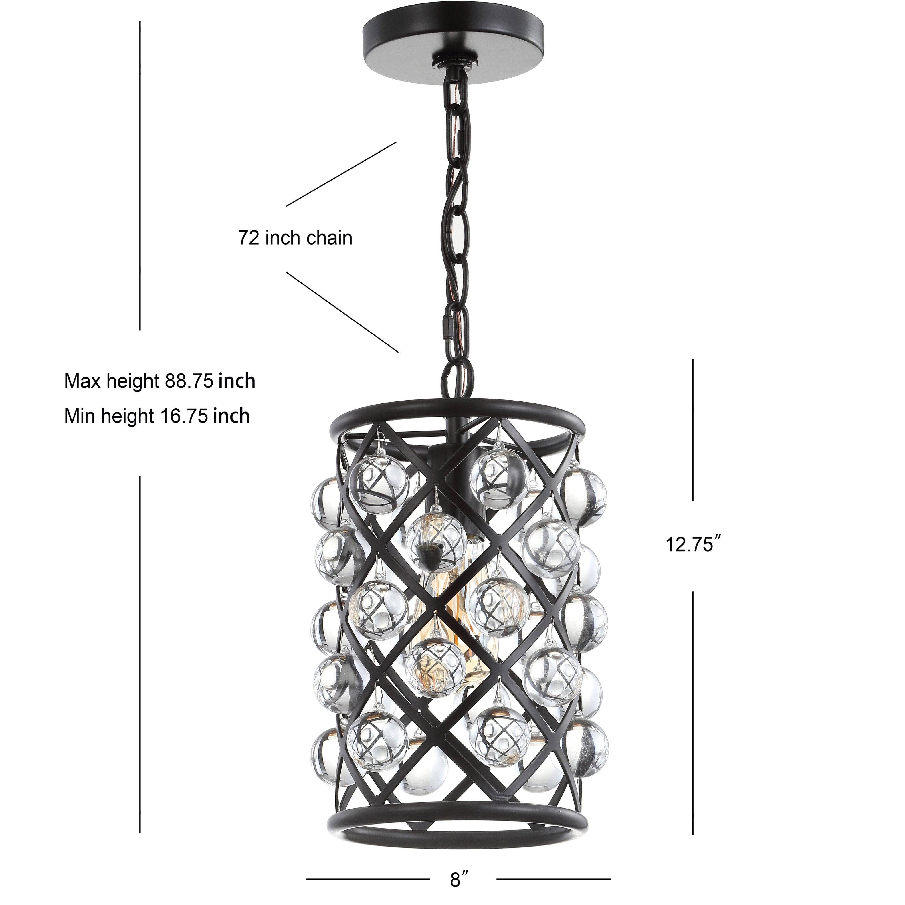 72 inch chain  
Max height 88.75 inch  
Min height 16.75 inch  
12.75"  
8"