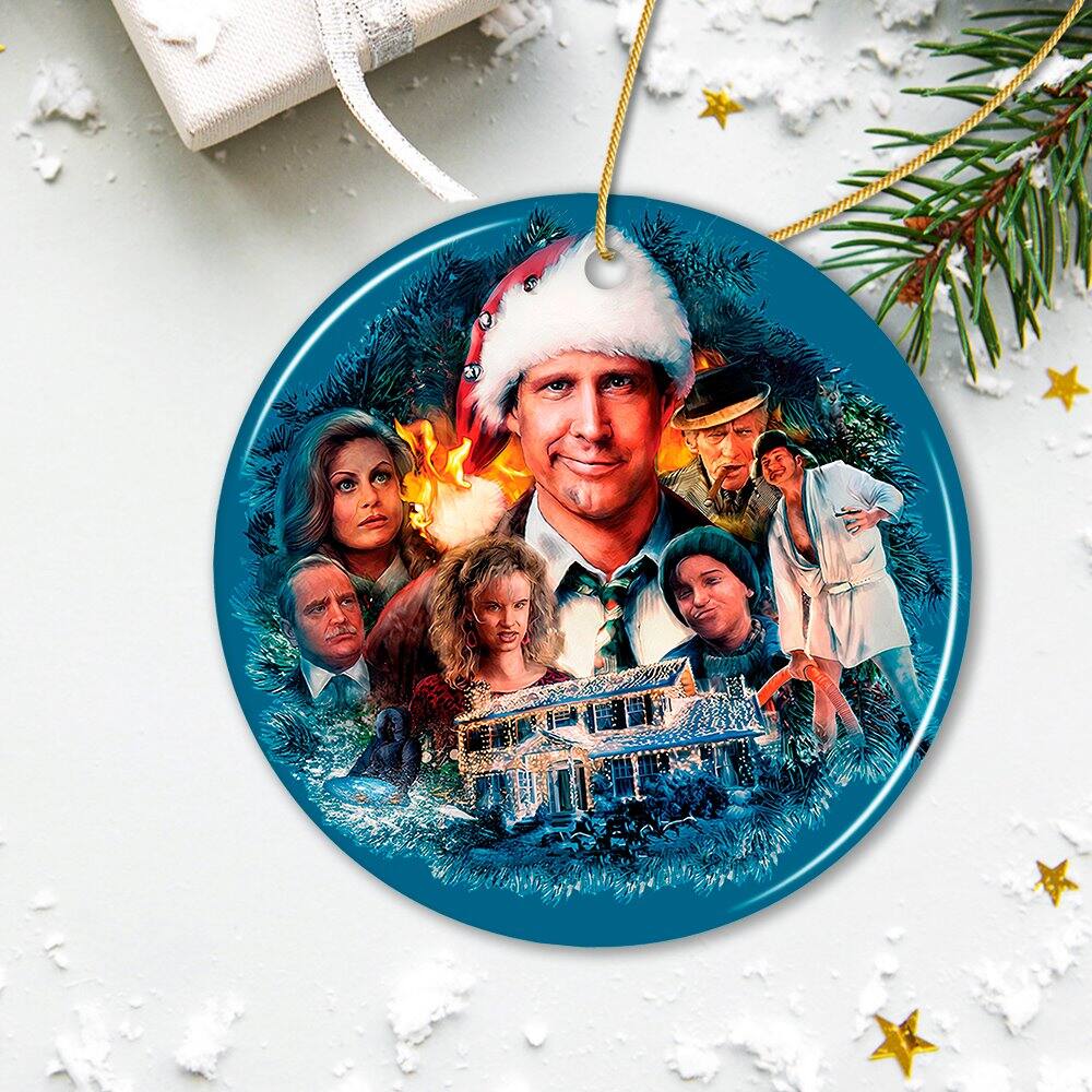 Back. OrnamentallyYou - Christmas Vacation Mural Artistic Christmas Ornament Full Crew - Multi-colored.