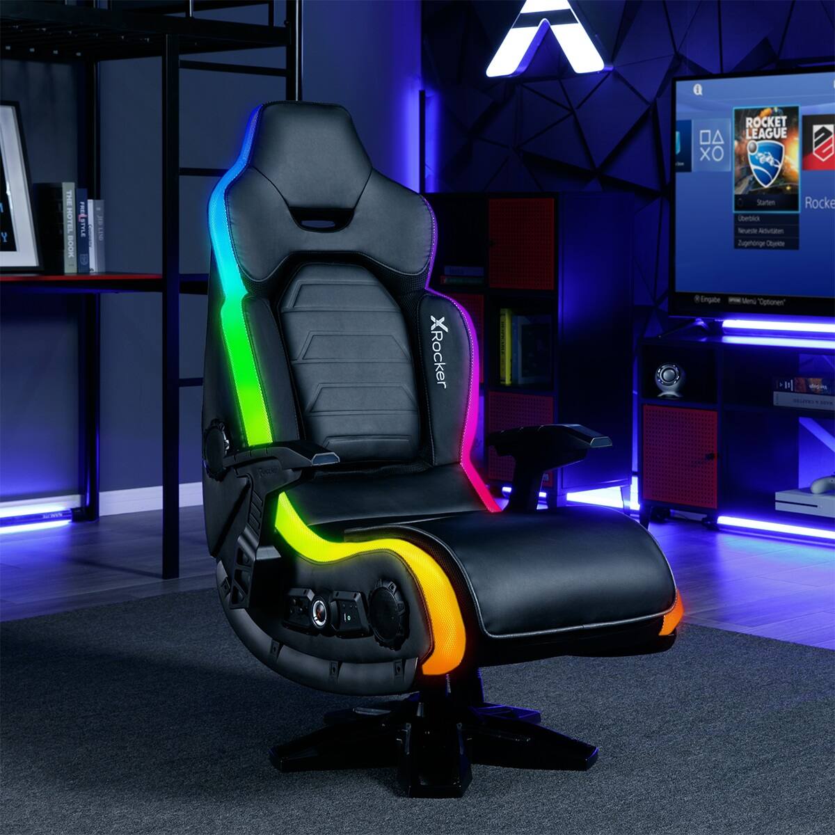 Alt View 11. X Rocker - Evo Elite 4.1 Gaming Chair with Built-in Audio Surround Sound System - Black.