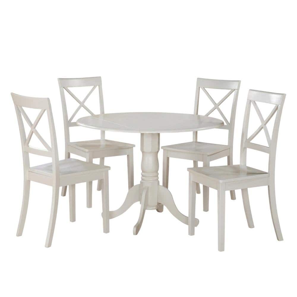 FurniFact - Solid Wood Round Kitchen Table 5-Piece - Linen White price history on PriceWatchPro