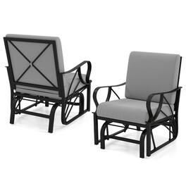 Gymax - 2PCS Patio Glider Chair Single Outdoor Rocking Chair w/ Seat & Back Cushions - Gray