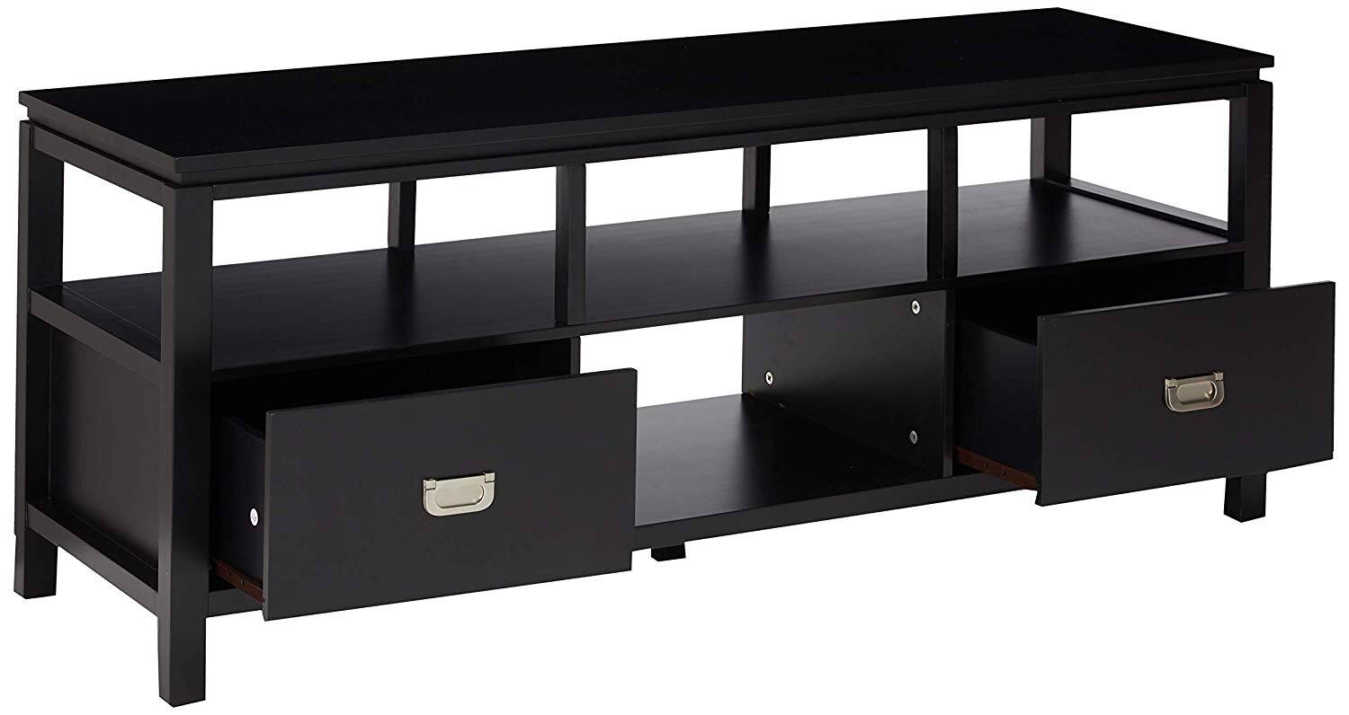 Angle. Kings Brand Furniture - Kings Brand Furniture Balthus 54" Wood TV Stand Entertainment Center with Storage, Black Finish - Black.