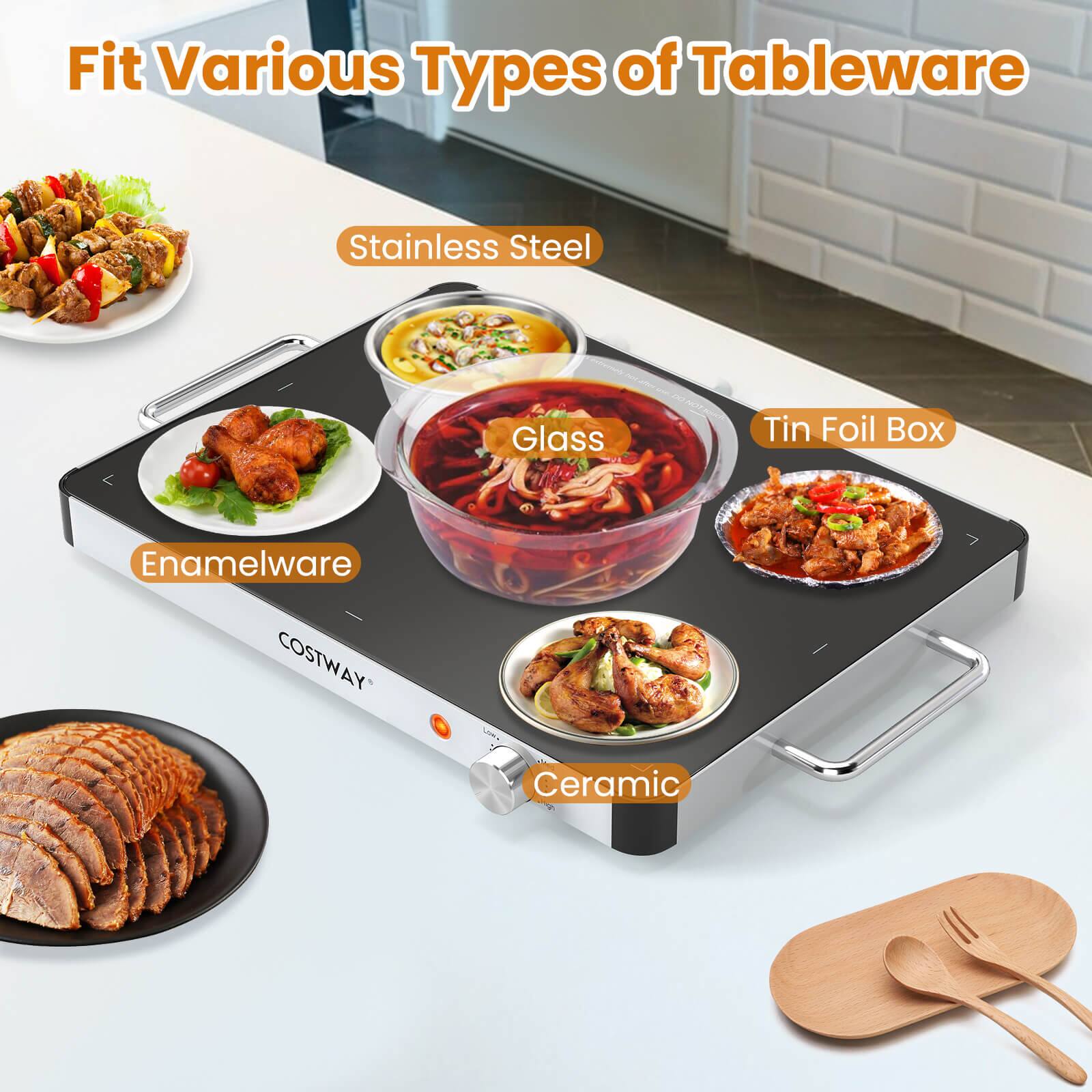 Fit Various Types of Tableware

- Stainless Steel
- Glass
- Tin Foil Box
- Enamelware
- Ceramic
