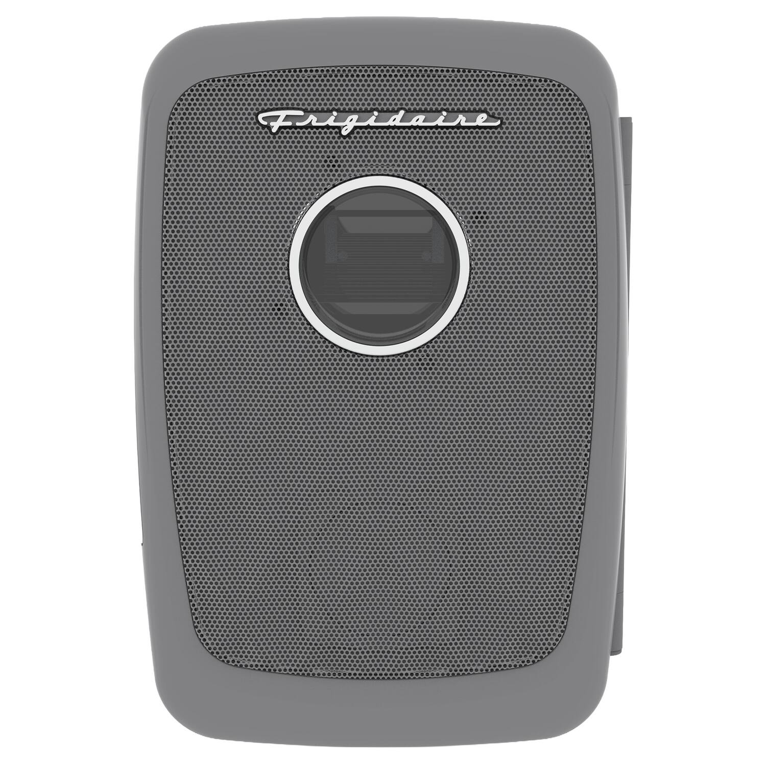 Left. Frigidaire - 0.14 Cu Ft Mini Fridge, Bluetooth Speaker Grille Door - Pewter.