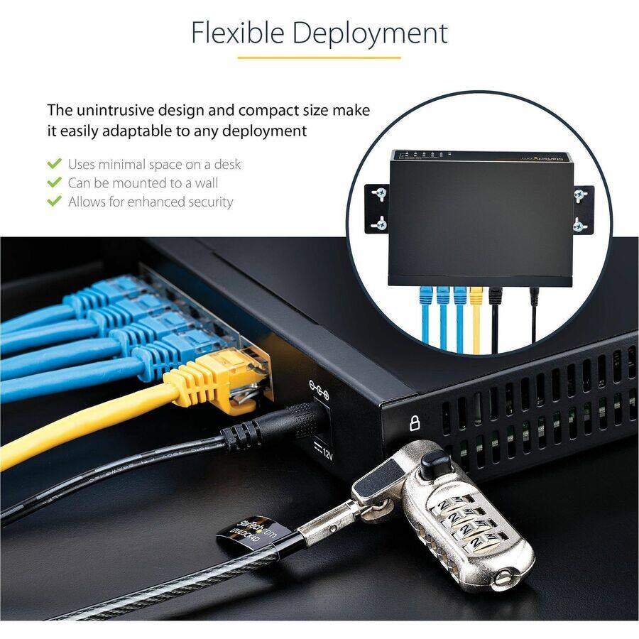 Flexible Deployment

The unintrusive design and compact size make it easily adaptable to any deployment

- Uses minimal space on a desk
- Can be mounted to a wall
- Allows for enhanced security

S-G-B ...12V

LTULOCKAD Startech.com