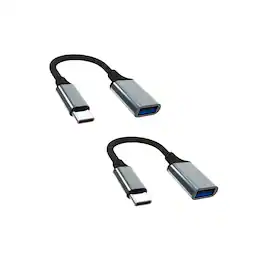 Qixxronics - (2 Pack) USB to USB C Adapter, USB C Male to USB Female OTG Cable Adapter for MacBook, Samsung, Laptops, Flash Drives - Gray