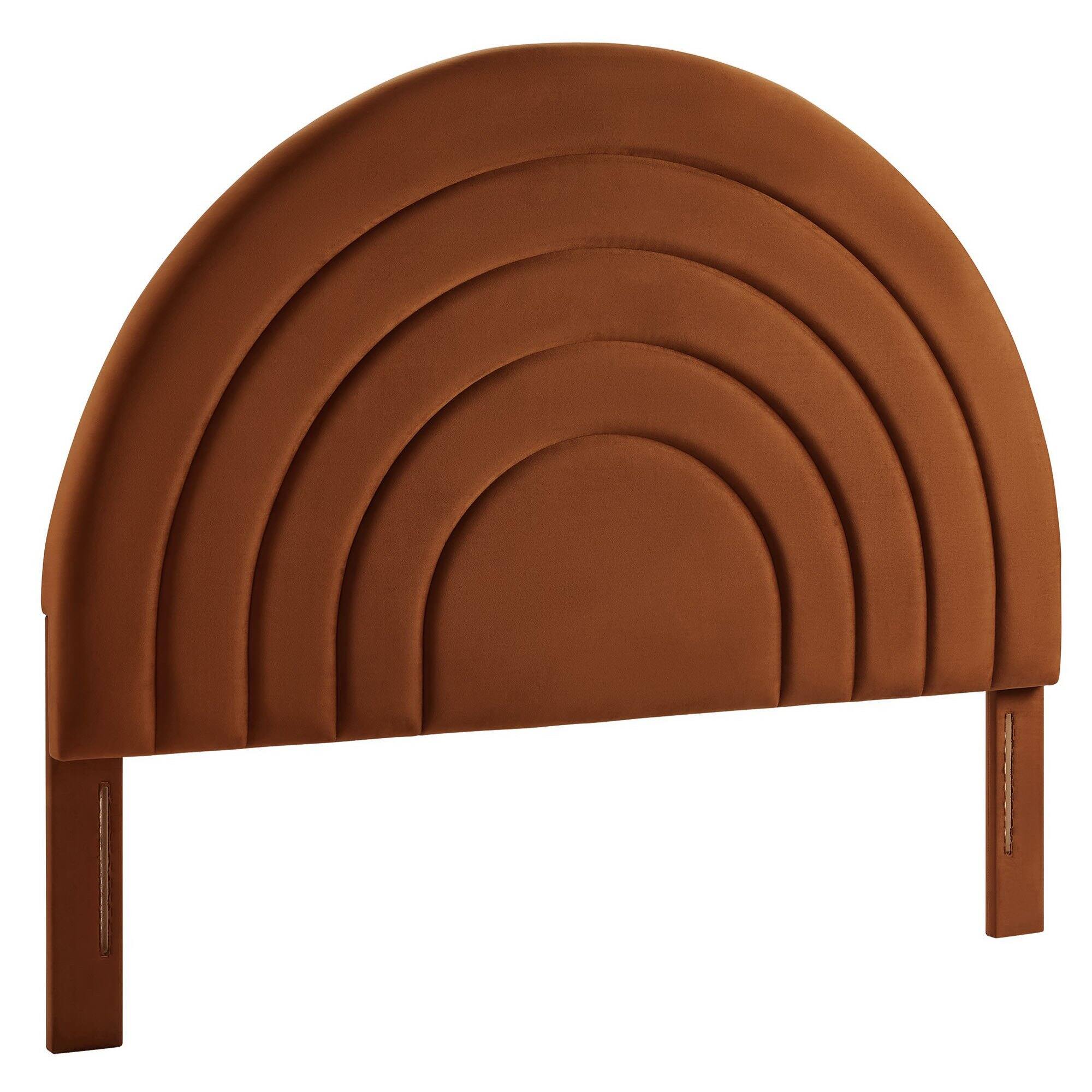 Solana Arched Performance Velvet Queen Headboard by Modway - Brown