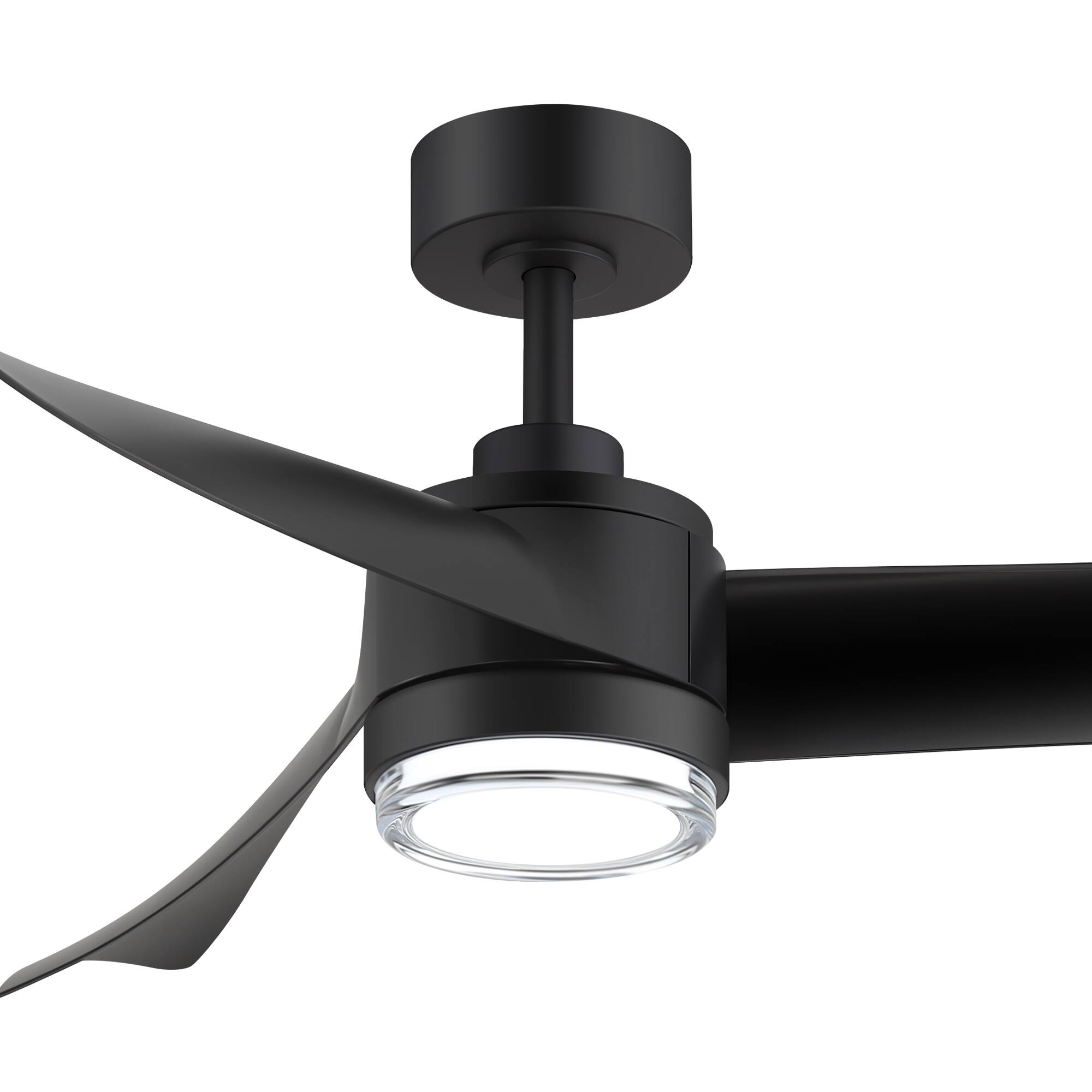 Alt View 9. Breezary - 54-Inch Modern LED Ceiling Fan with Remote, Dual-layer acrylic shade, 3 ABS Blades, 6-Speed DC Motor, Reversible & Timer - black.