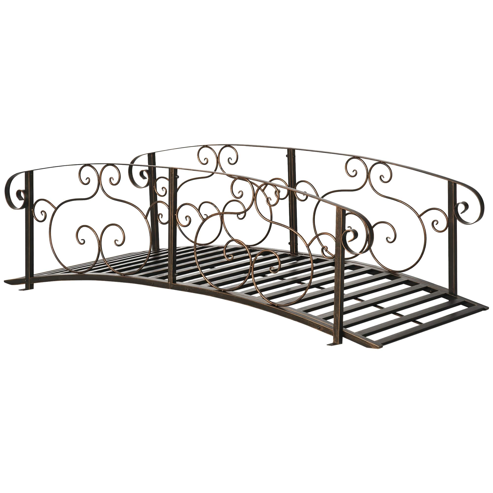 Outsunny - 6' Metal Arch Backyard Garden Bridge, Safety Siderails, Arc Footbridge for Backyard Creek, Stream, Pond - Bronze price history on PriceWatchPro