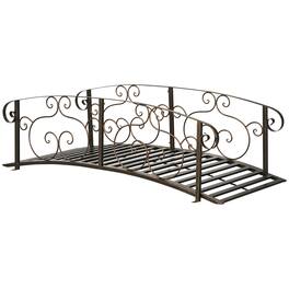 Outsunny - 6' Metal Arch Backyard Garden Bridge, Safety Siderails, Arc Footbridge for Backyard Creek, Stream, Pond - Bronze
