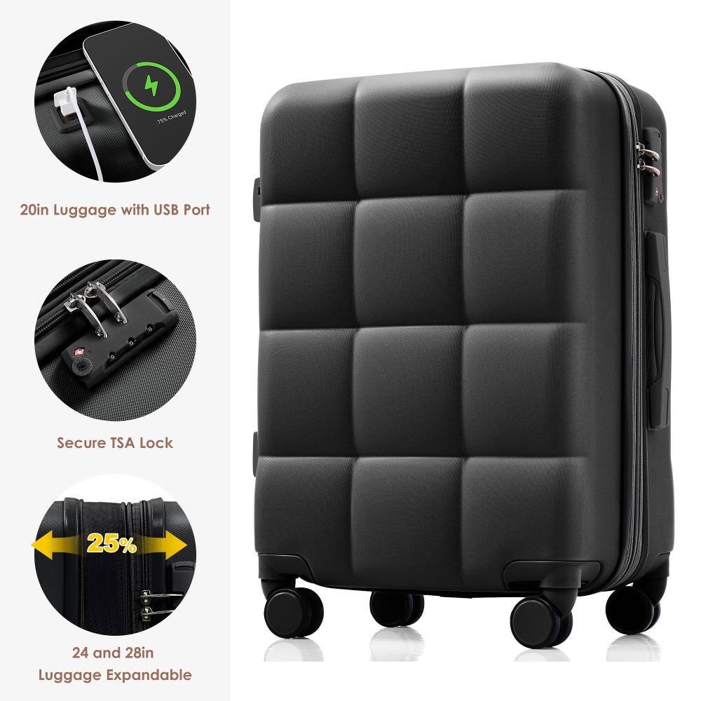 - 20in Luggage with USB Port
- Secure TSA Lock
- 24 and 28in Luggage Expandable (25% more space)