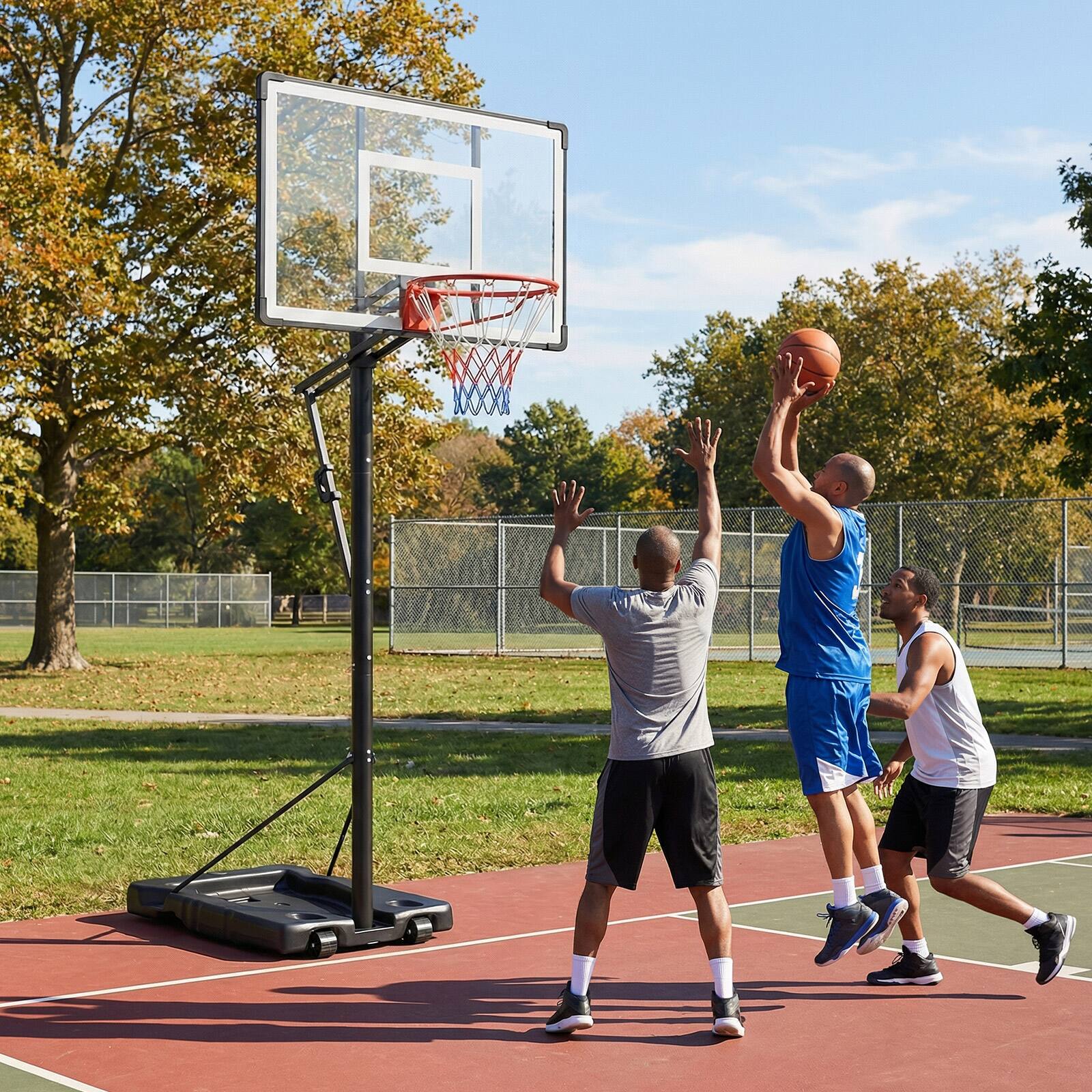 Alt View 3. Gymax - Gymax 10 FT Portable Basketball Hoop w/ Shock Absorbent Rim Fillable Base for Adults - Black.