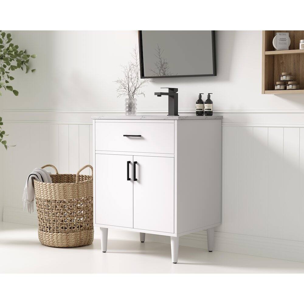 Alt View 8. Elegant Kitchen and Bath - Chandler 24 Inch Single Bathroom Vanity In White - White.