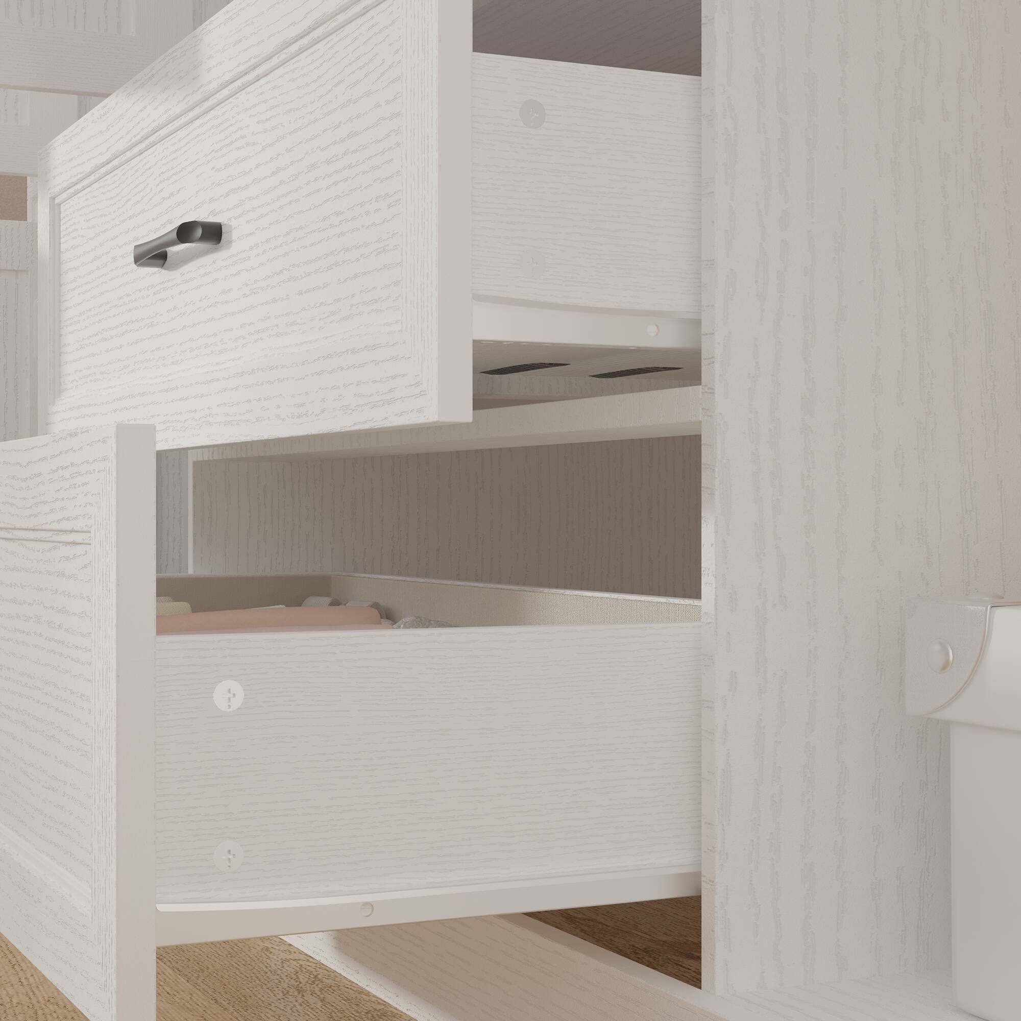 Alt View 4. FUFU&GAGA - Large Capacity Four-Door Wardrobe – The All-in-One Storage Solution for Family Organization - Light Gray.