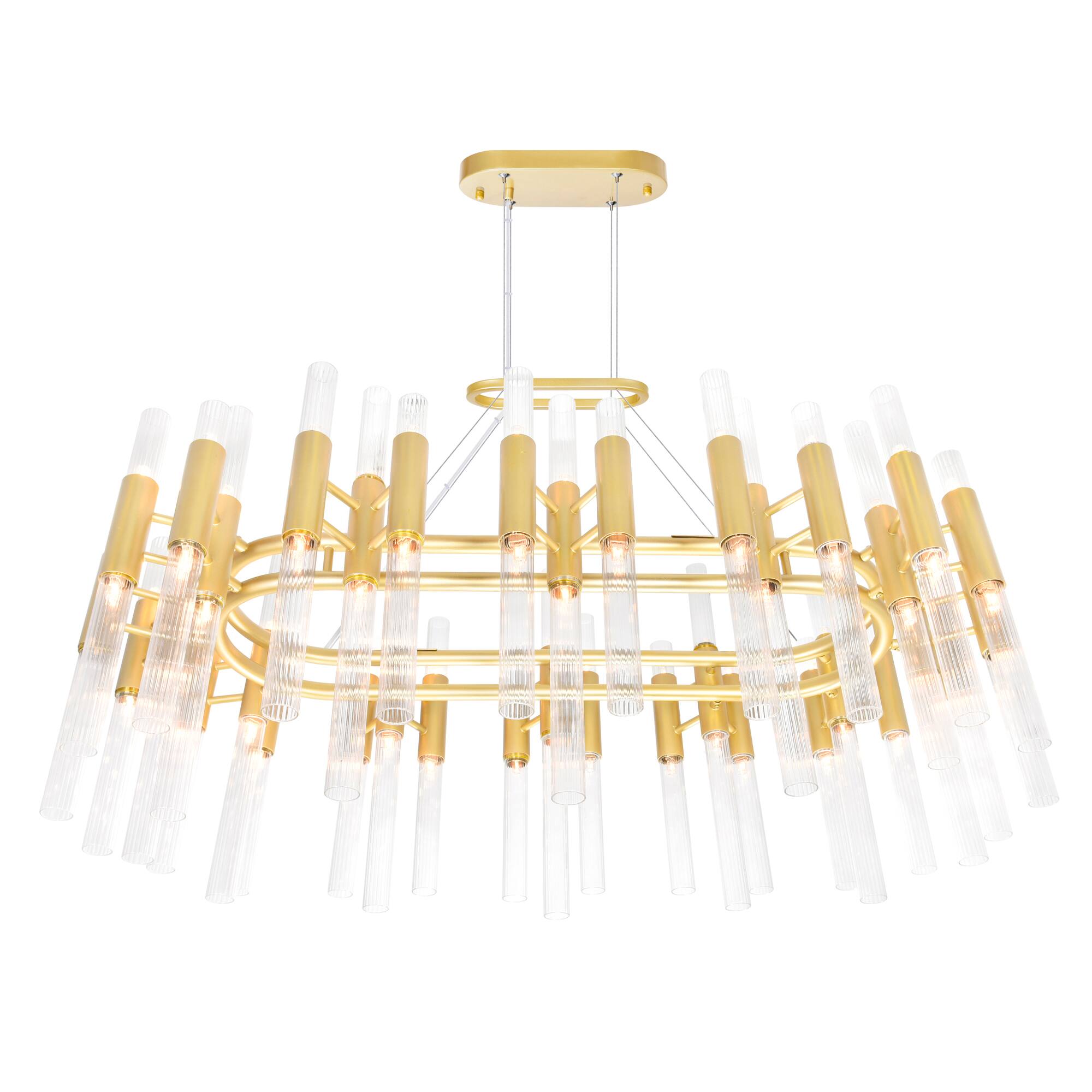 Angle. CWI Lighting - Orgue 72 Light Chandelier With Satin Gold Finish - Satin Gold.
