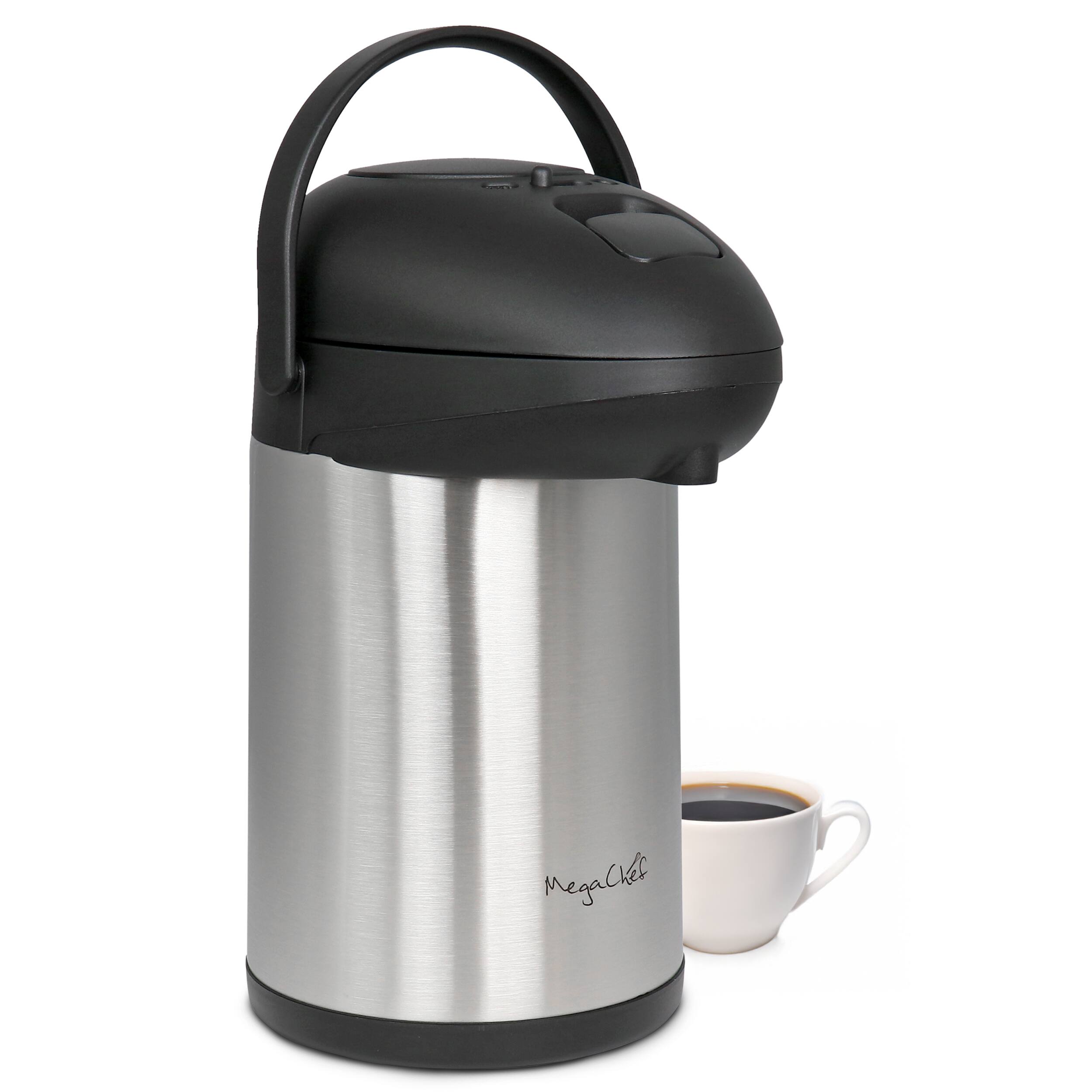 Front. MegaChef - MegaChef 3.17 Quart Stainless Steel Vacuum Body Pump Cap Air Pot - Silver.