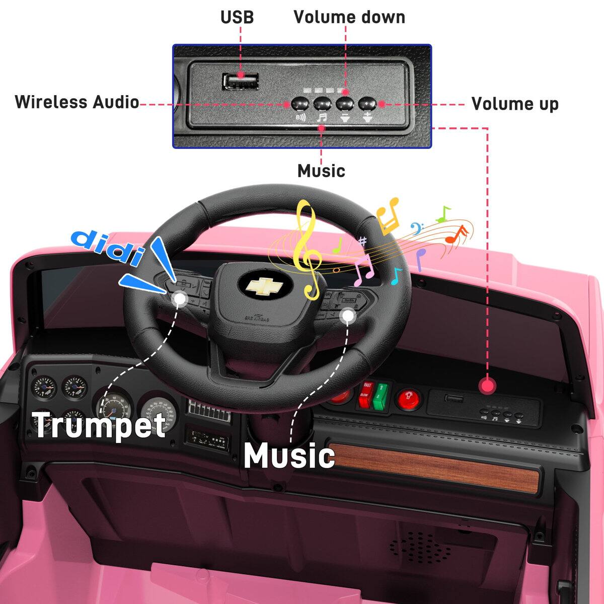 USB Volume down Wireless Audio 80) Volume up Music didi p2 Trumpet - Music &