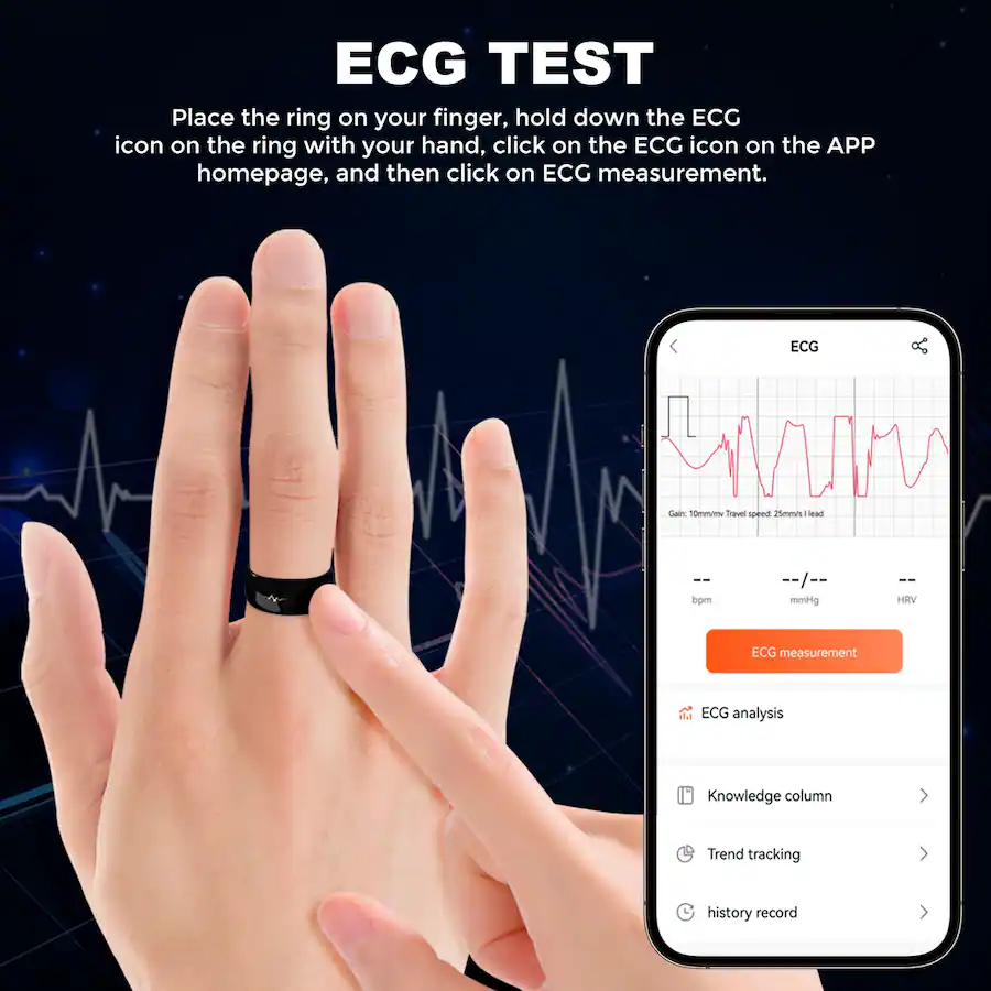 Miro R1E HealthWear ECG UltraThin AI Smart Ring 10 Day Battery