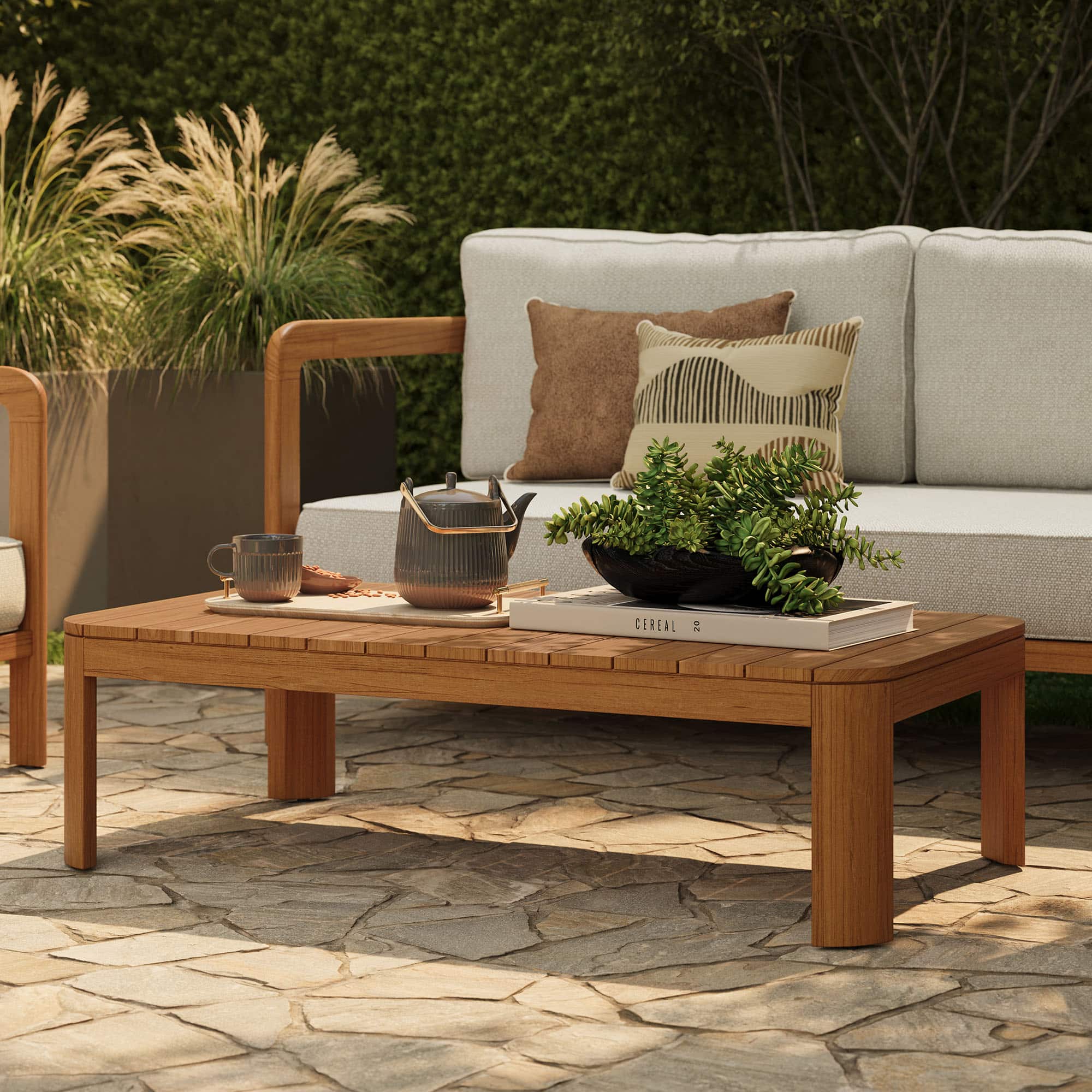 Kona 47 Inch Outdoor Teak Wood Coffee Table by Modway - Natural