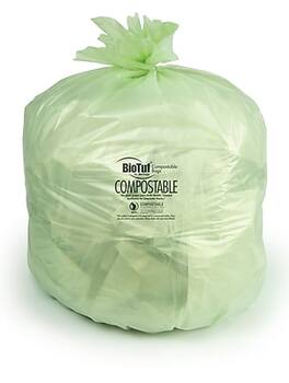 BioTuf - 23 Gallon Industrial Trash Bag, 28" x 45", Low Density, 1 Mil, 5 Rolls - Light Green
