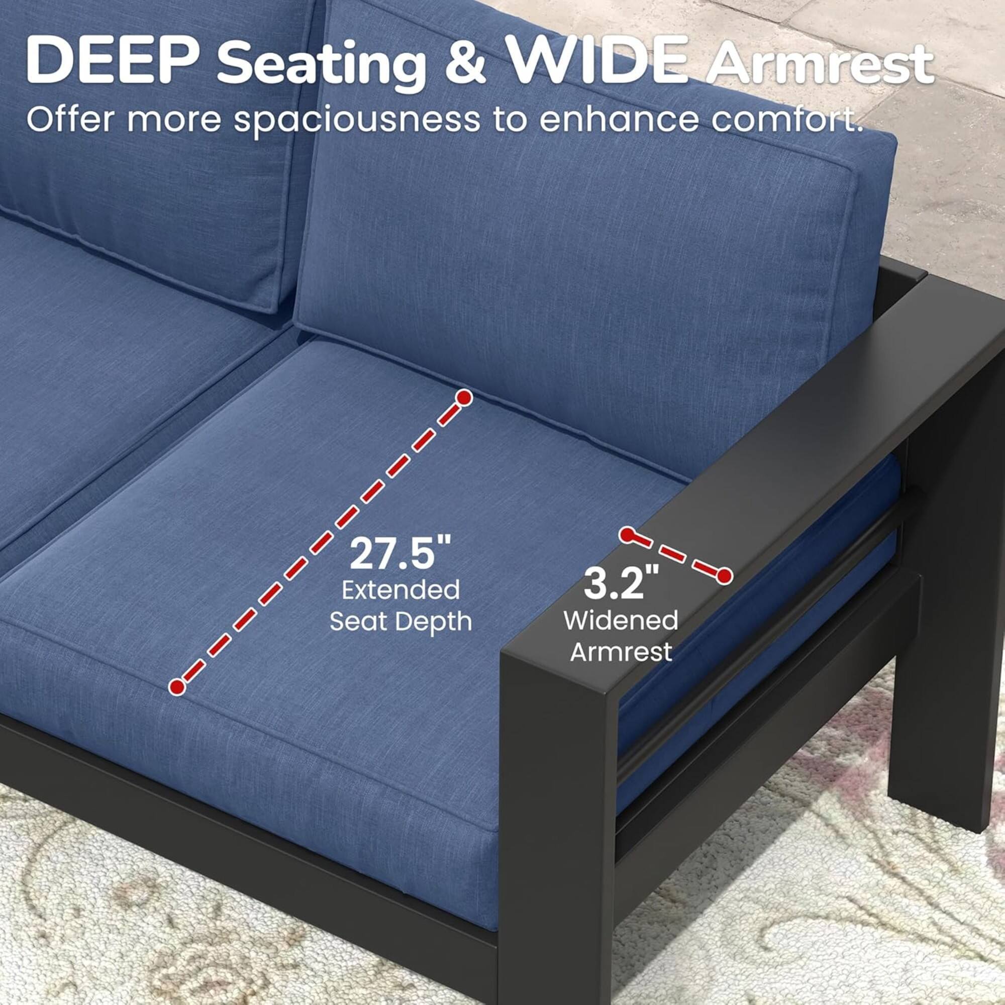 DEEP Seating & WIDE Armrest  
Offer more spaciousness to enhance comfort.  
27.5" Extended Seat Depth  
3.2" Widened Armrest