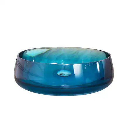 Front. Boyel Living - Modern Deep Brown Round Resin Vessel Sink in Blue - Blue.