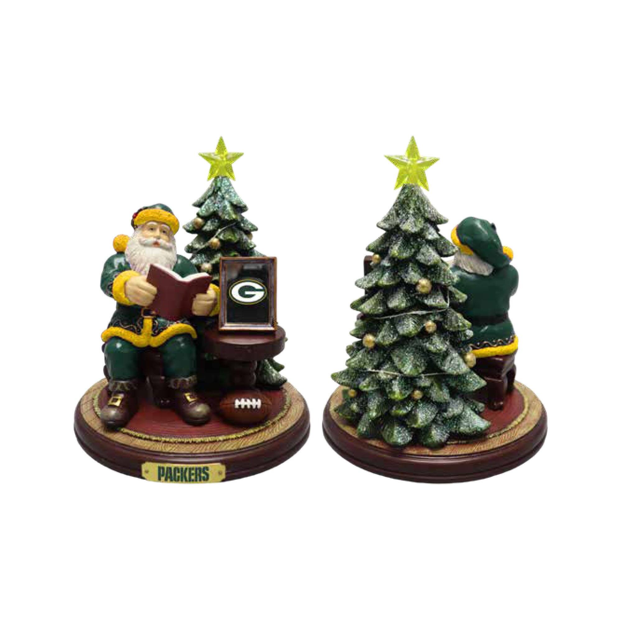 Front. The Memory Company - Green Bay Packers Christmas Story Santa Figurine - Multicolor.