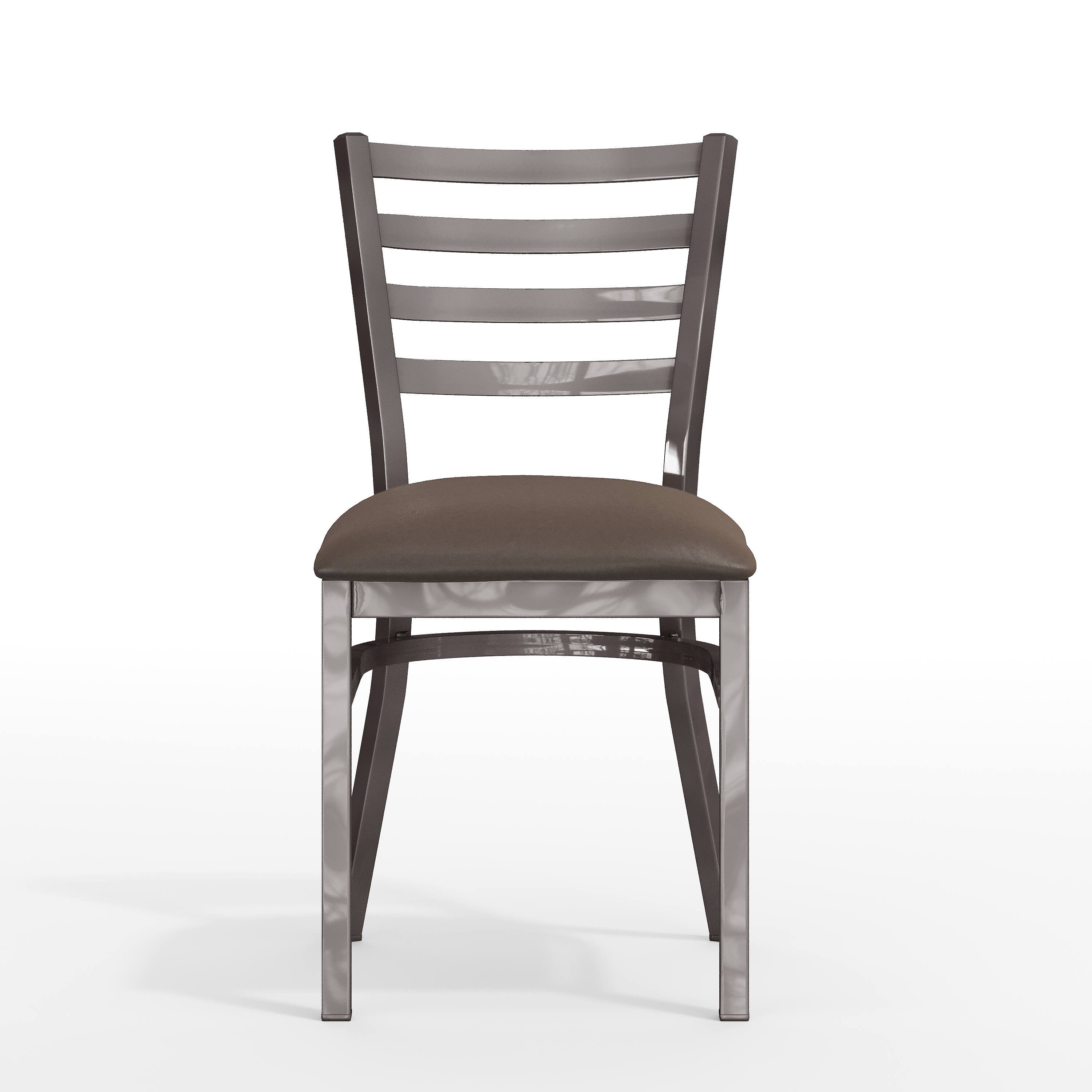Alt View 9. Emma + Oliver - Clear Coated Ladder Back Metal Restaurant Dining Chair - Mocha Vinyl Seat/Silver Antique Metal Frame.