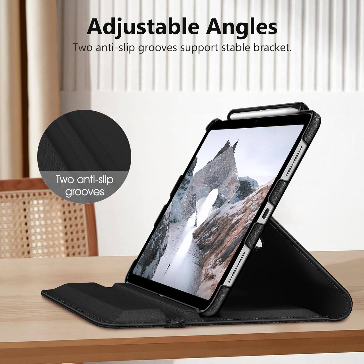Adjustable Angles  
Two anti-slip grooves support stable bracket.  
Two anti-slip grooves