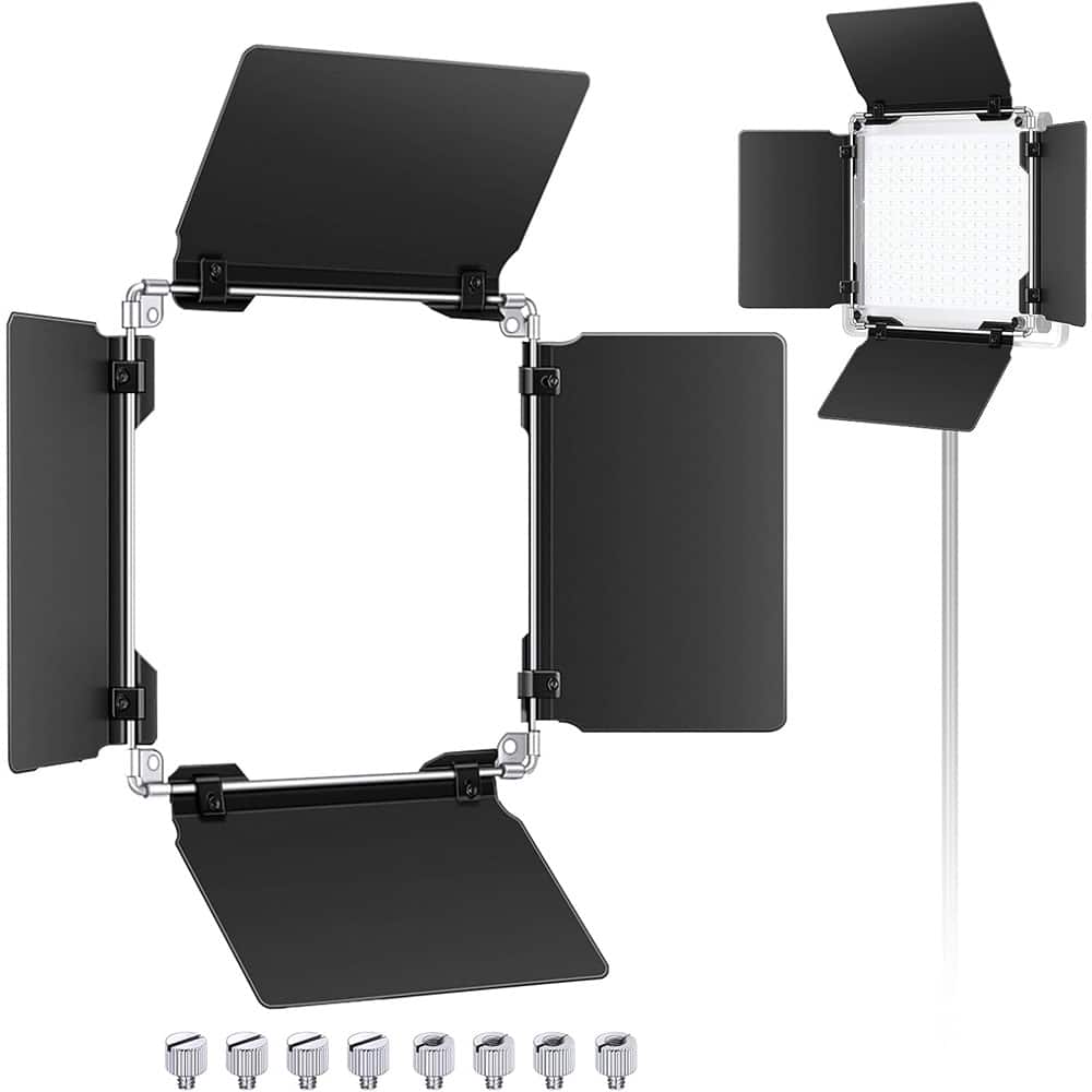 Schertz - 480 LED Light Panel 4.5x6.9 in (11.5x17.5 cm), Solid Metal Construction, Studio Photography & Video Lighting (Barndoor I