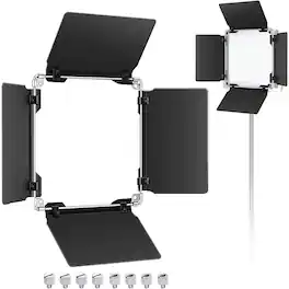 Schertz - 480 LED Light Panel 4.5x6.9 in (11.5x17.5 cm), Solid Metal Construction, Studio Photography & Video Lighting (Barndoor I