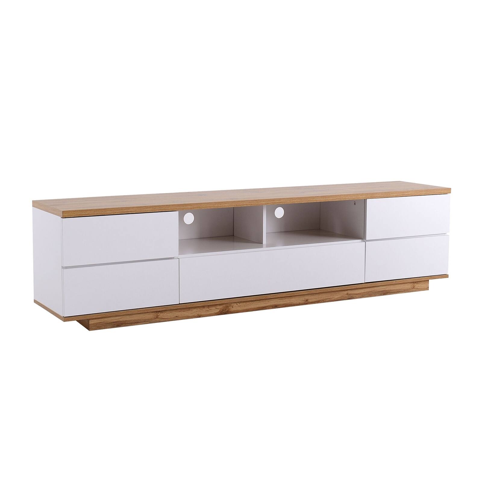 Angle. Spaco - Spaco Modern TV Stand for 80" TV,Media Console with Door Rebound Device and Storage for Living Room Entertainment Center - White+Natural.