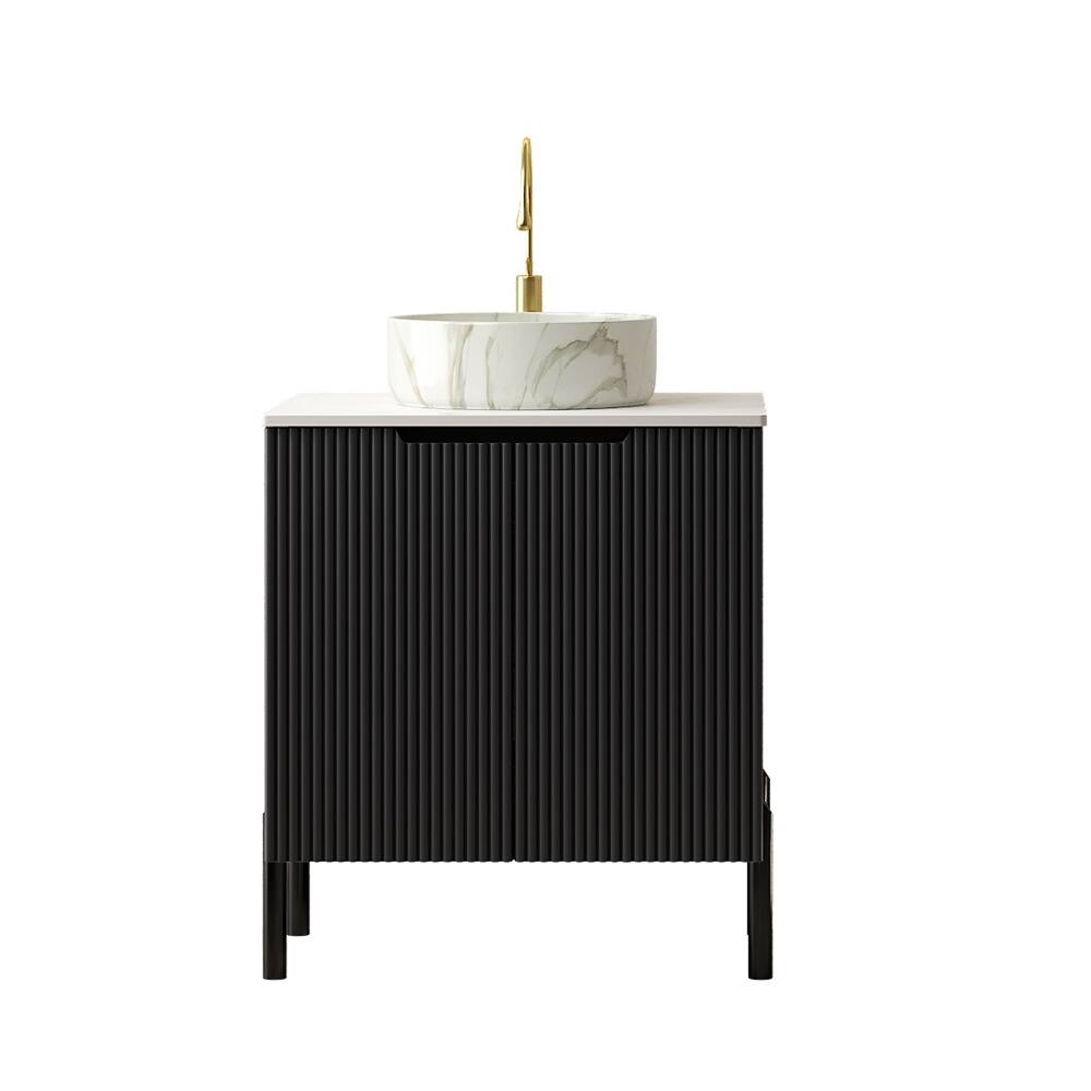 Left. Loheer - Loheer 24 inch bathroom vanity with sink Modern Black Freestanding Cabinet - Black.