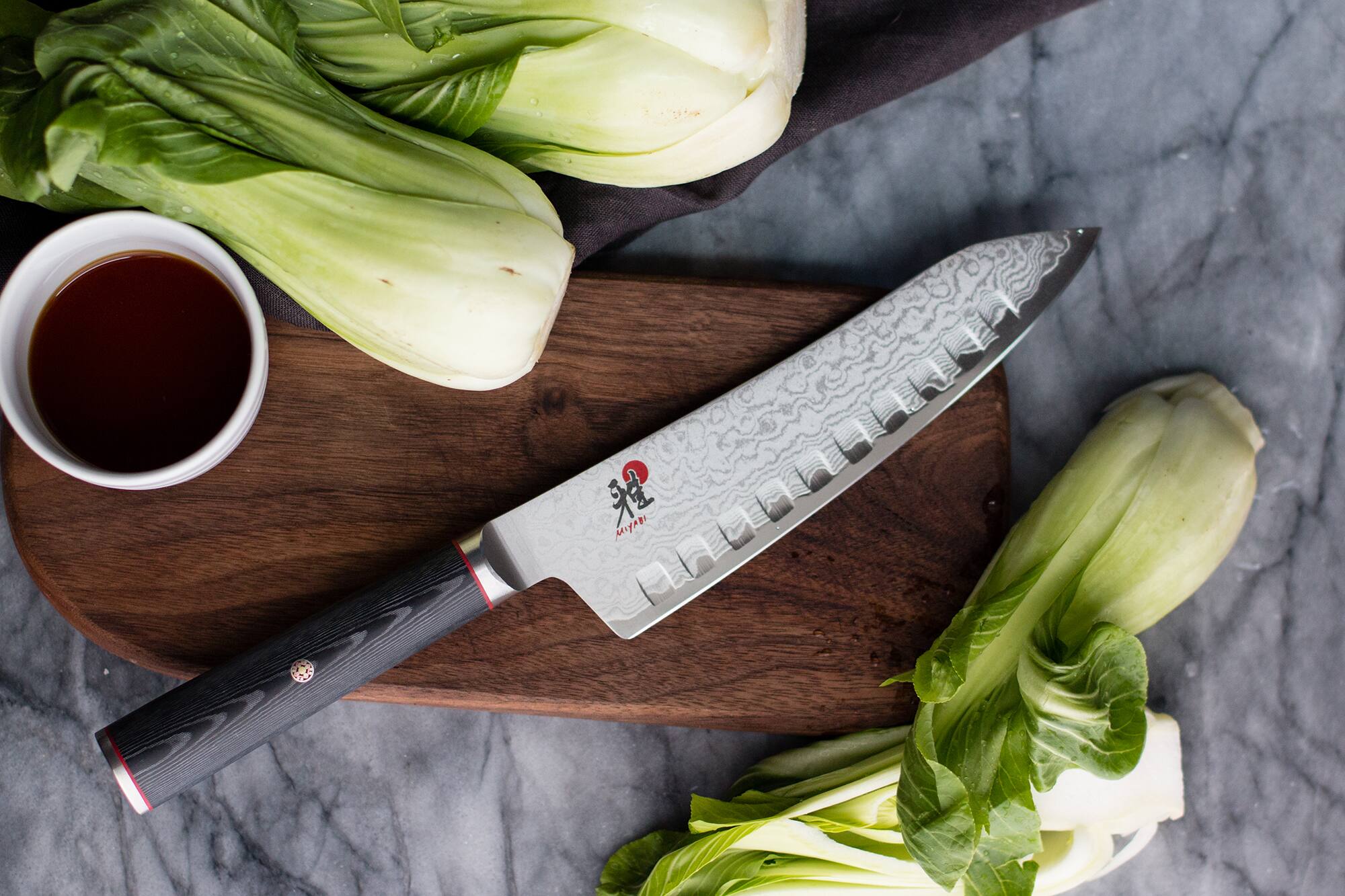 kurobee 。 L Miyabi Kaizen 7 inch Hollow Edge Rocking Santoku Knife