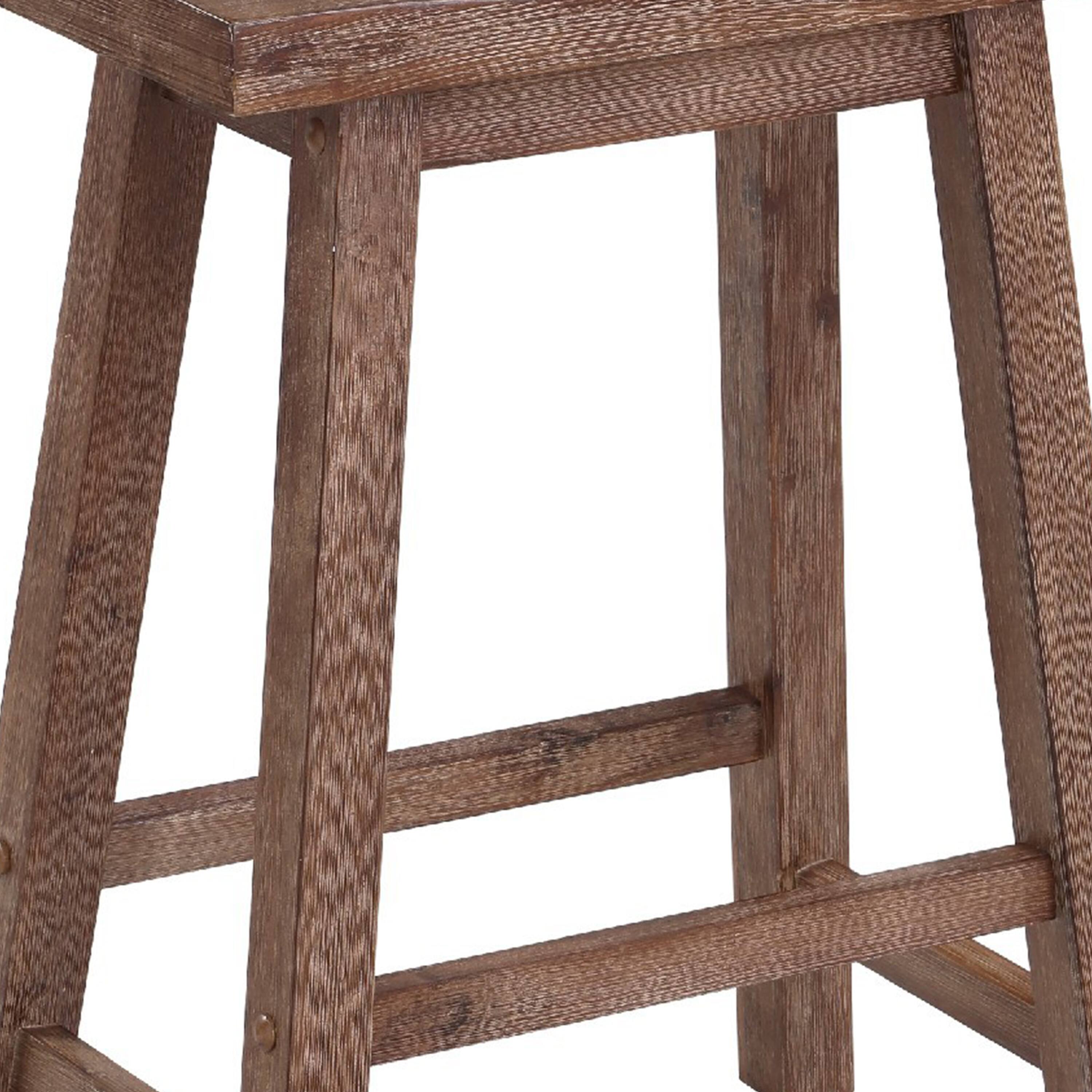 Alt View 4. Manhattan Lane - Wooden Frame Saddle Seat Counter Height Stool with Angled Legs - Brown.