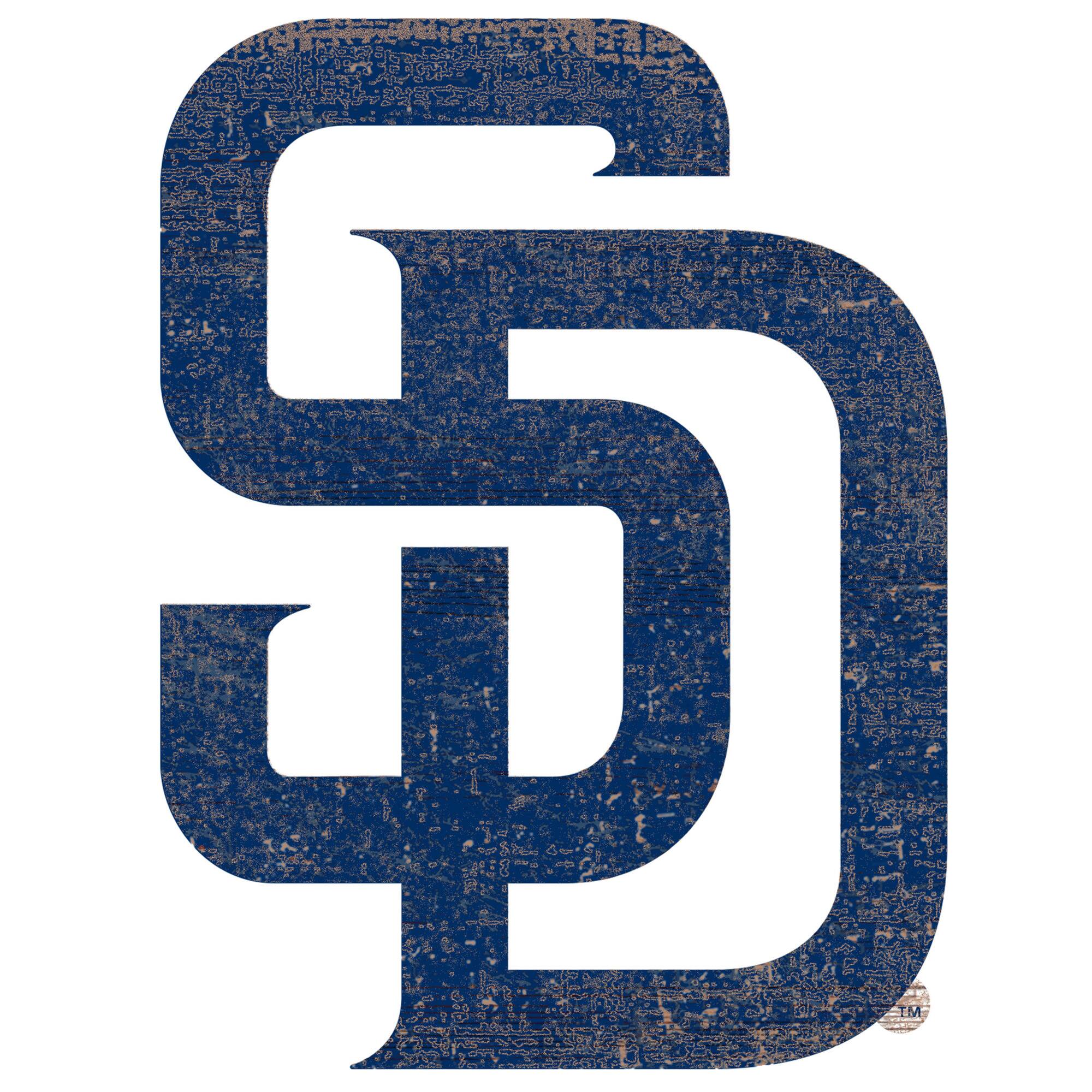 Front. Fan Creations - San Diego Padres Distressed Logo Cutout Sign - Multicolor.