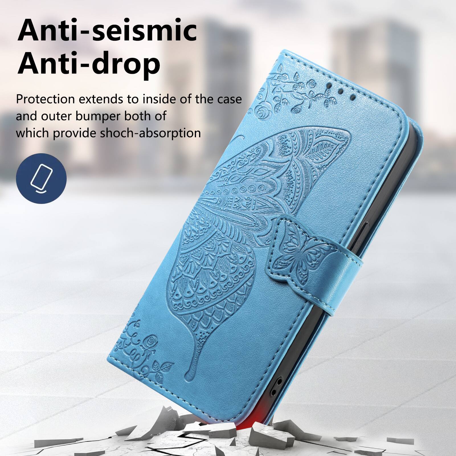 Anti-seismic Anti-drop Protection extends to inside of the case and outer bumper both of which provide shock-absorption