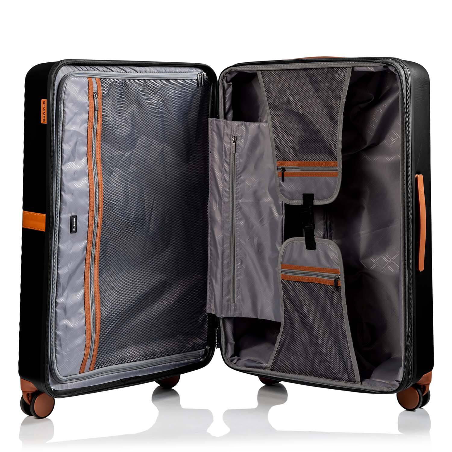 Back. Champs - Vintage II Collection Large Luggage Case - Black.