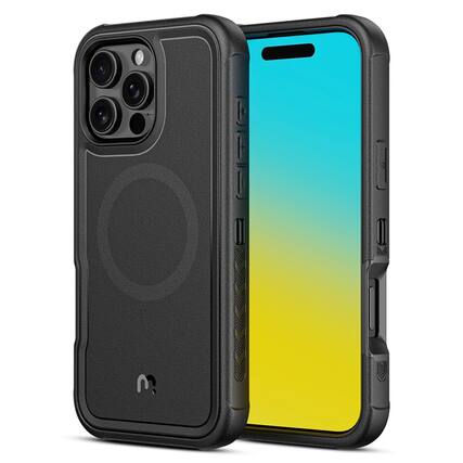 Front. Mybat Pro - MyBat Pro Maverick Series Rogue Edition MagSafe Case for Apple iPhone 16 Pro - Black - Black.