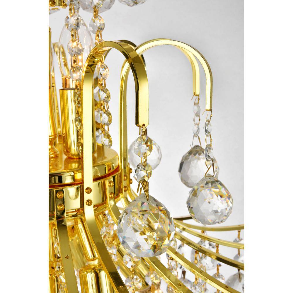 Back. Elegant Lighting - Toureg 11 light Gold Chandelier Clear Royal Cut Crystal - Gold.