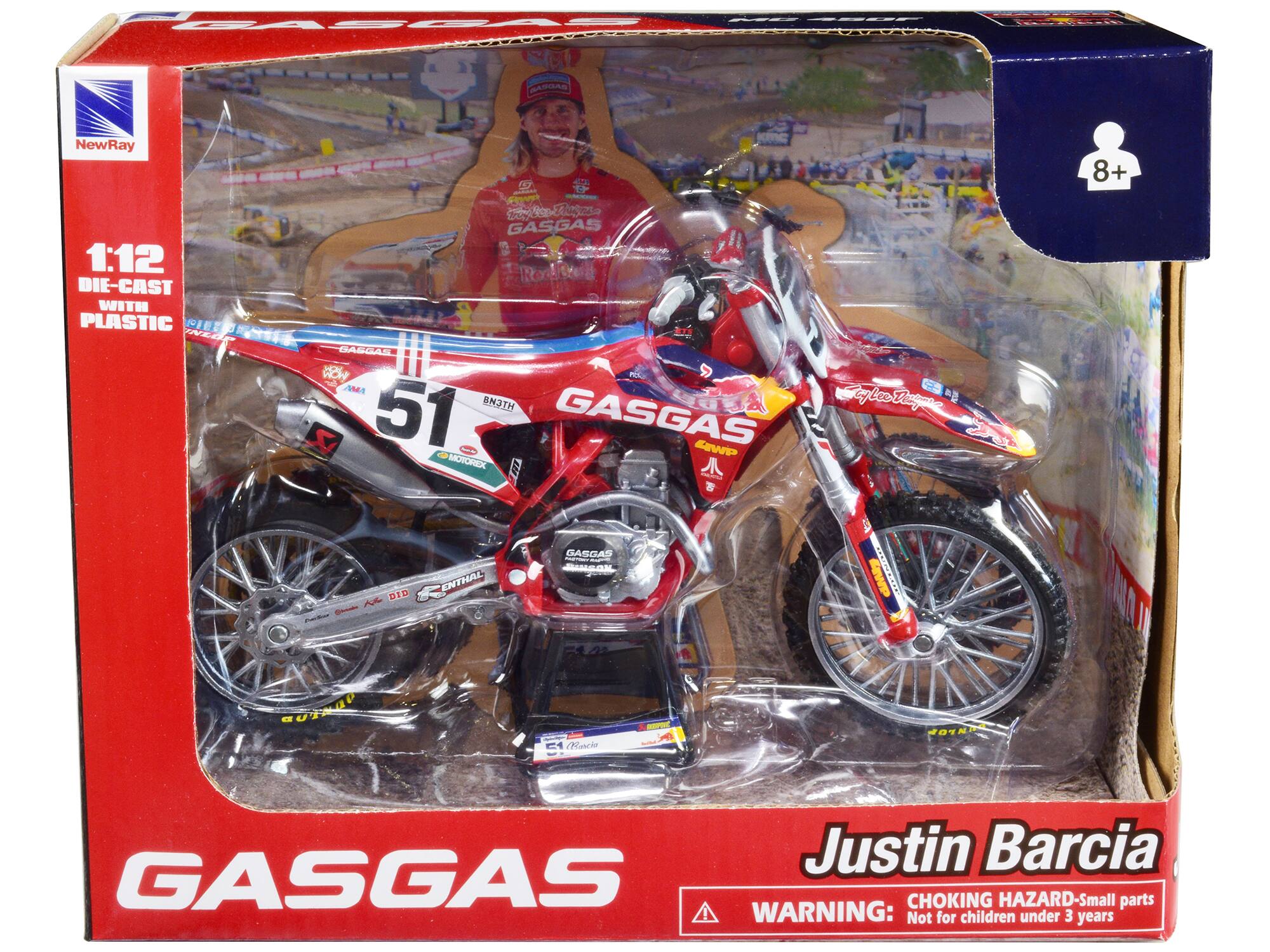 CsRiR GAROAS NewRay 1:12 DIE-CAST WITH PLASTIC FIELD ESE OUP dd n E2 GASGAS - GASGAS M 2 ICHS ylee ae 51 GASGAS SIW MOTOREX Snadnd 8+ D1D AL - JIMTun ENTHAL DASGAS - ERO3L acte 40T8 NI Justin Barcia GASGAS CHOKING HAZARD-Small parts WARNING: Not for children under 3 years