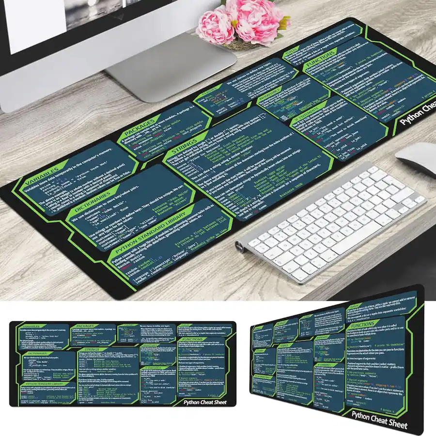 Designfullprint Python Reference Mouse Pad – Beginner Cheat Sheet Desk ...
