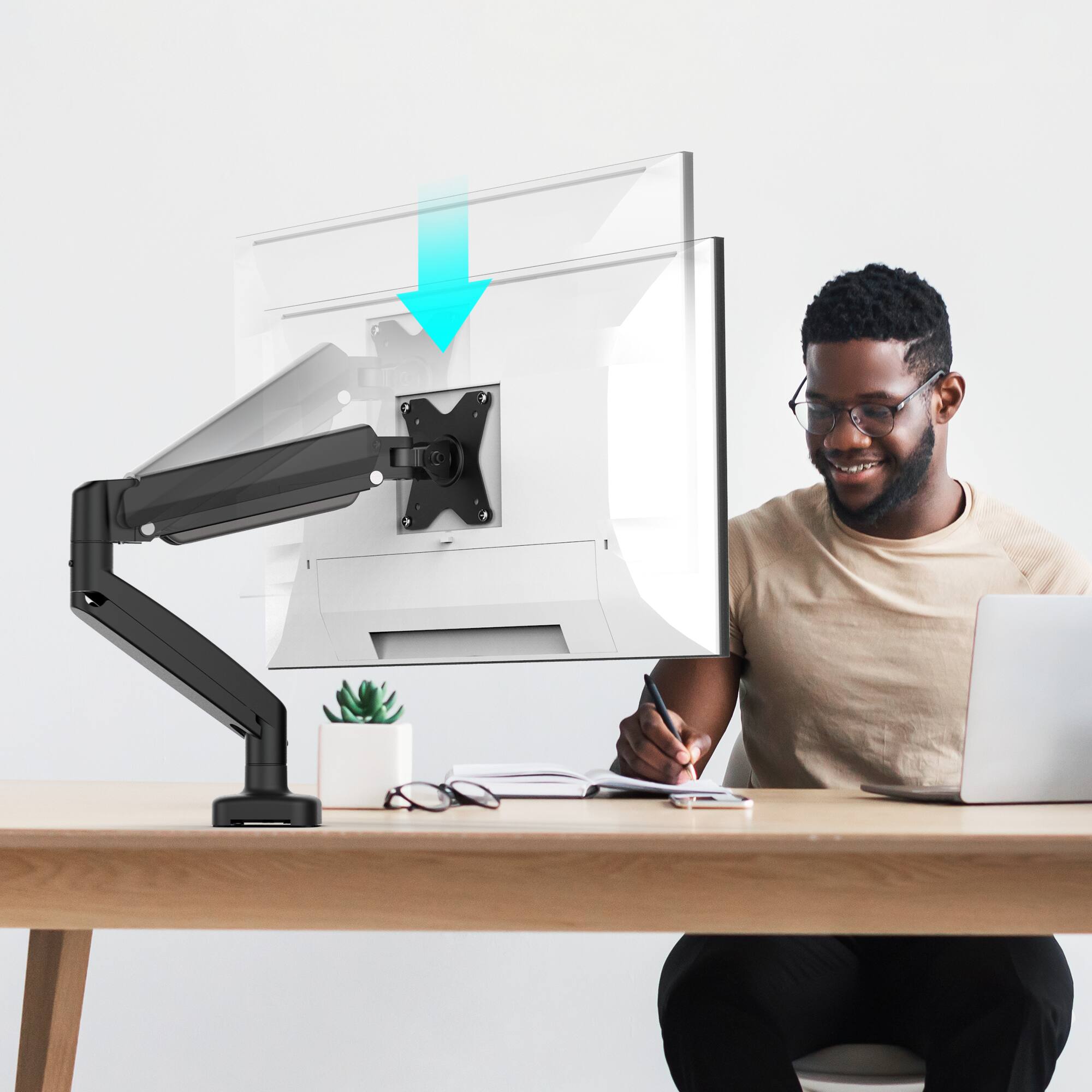 Alt View 5. j5create - Ergonomic Monitor Desk Mount for Most 17” -32”  Monitors - Black.