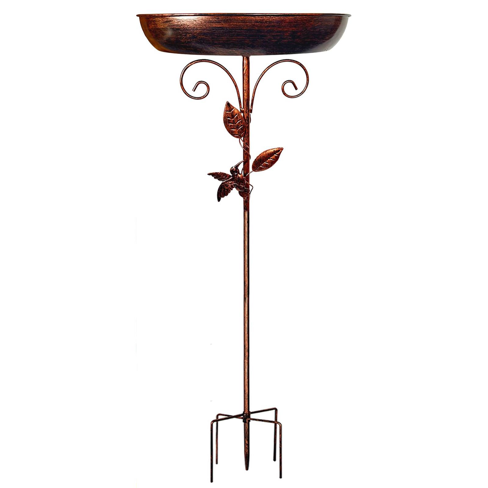 Dazzed Corner - 40" Metal Bird Bath for Outside, 5 Pronged Base Freestanding Bird Bath for Patio Decor - Bronze